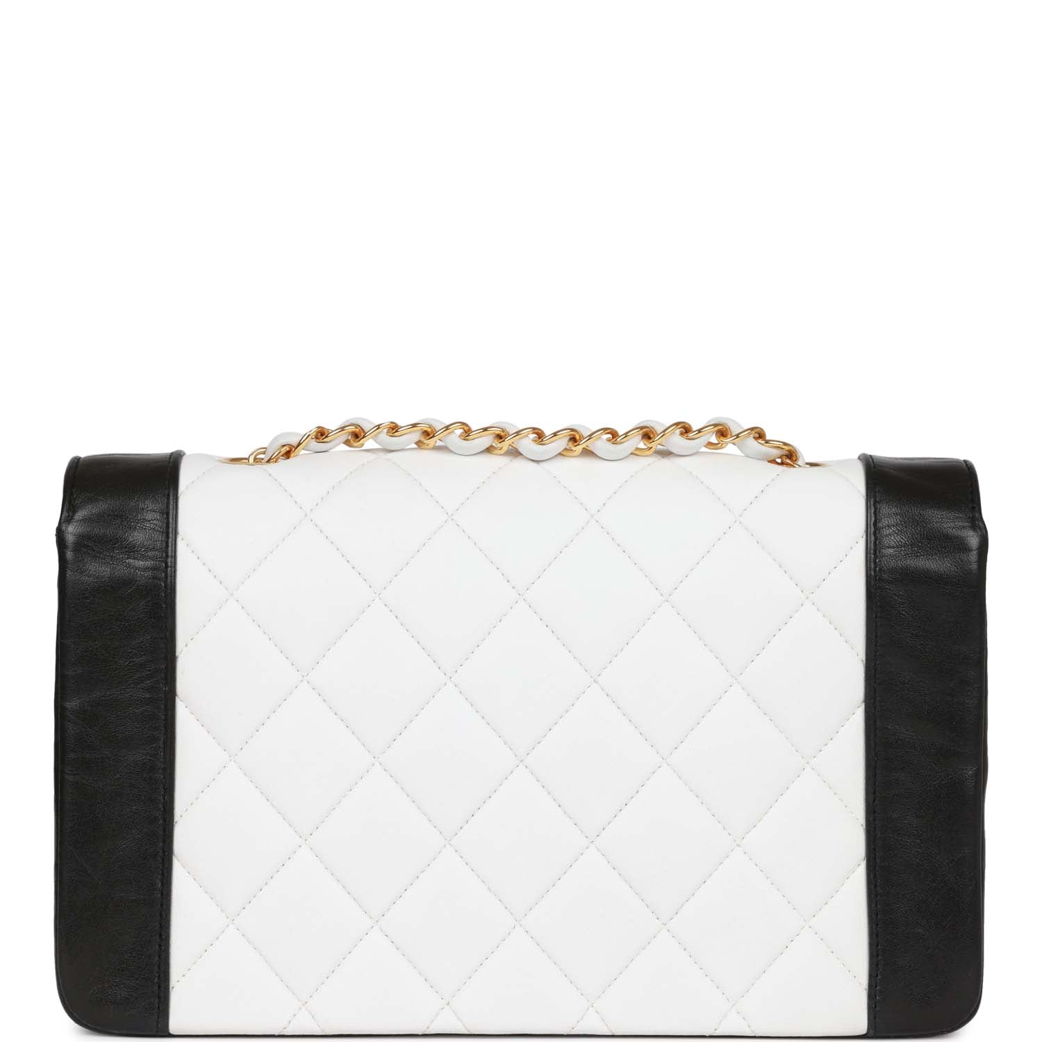 Chanel Medium Diana Flap Bag White and Black Lambskin Gold Hardware
