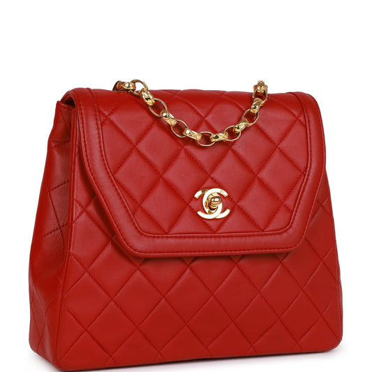 Chanel Trapeze Flap Bag Red Lambskin Gold Hardware