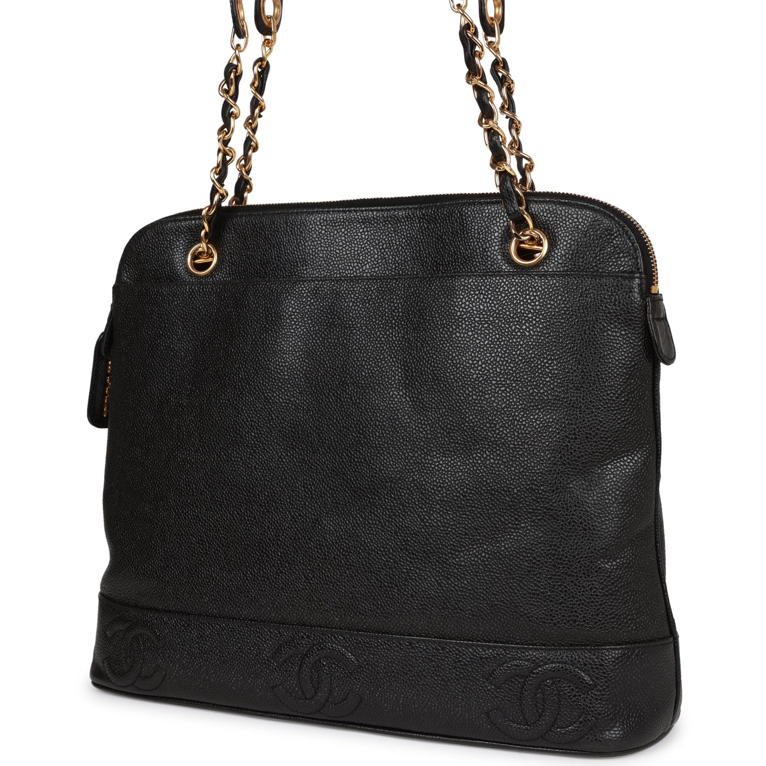Chanel Triple CC Tote Bag Black Caviar Gold Hardware