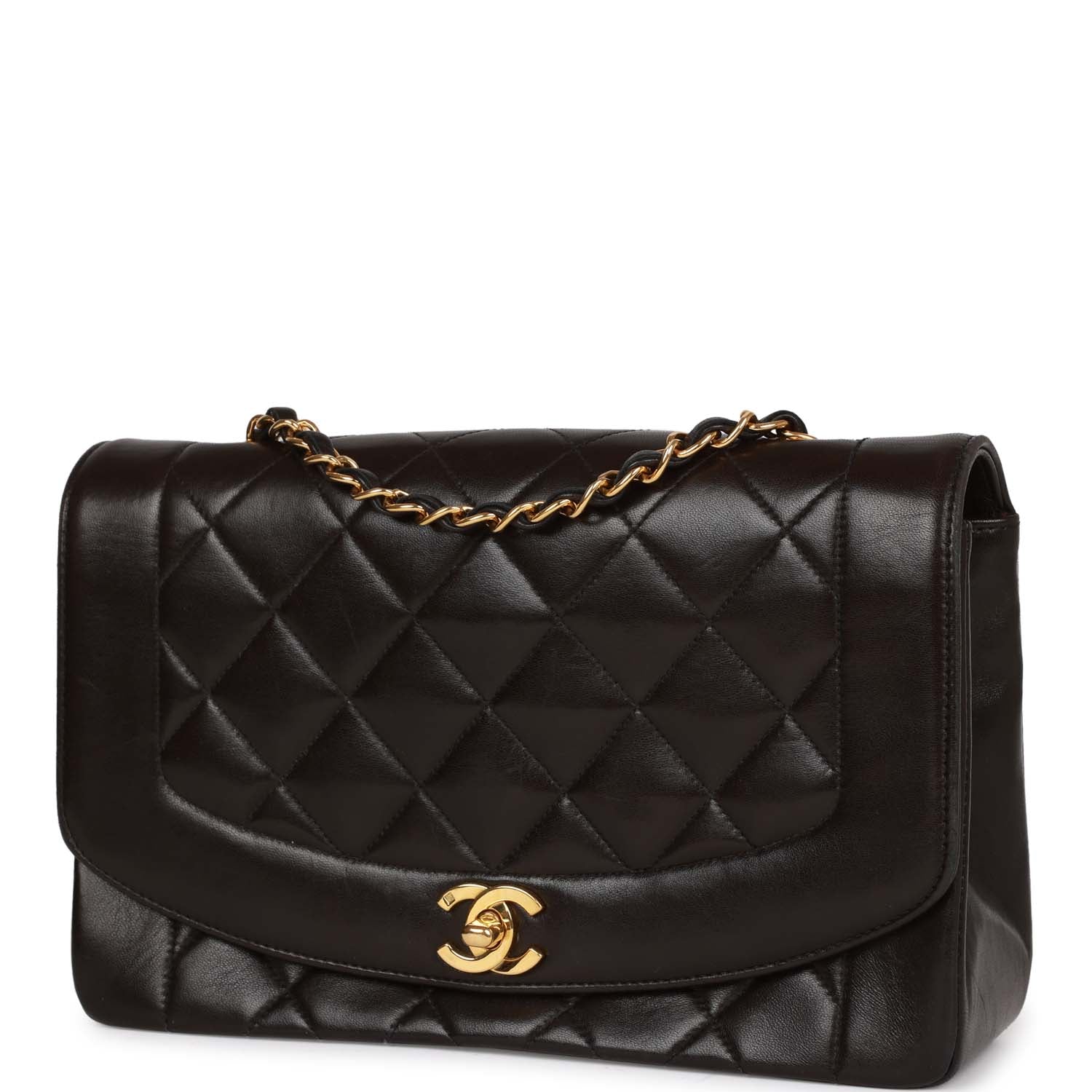 Chanel Medium Diana Flap Bag Black Quilted Lambskin Gold Hardware