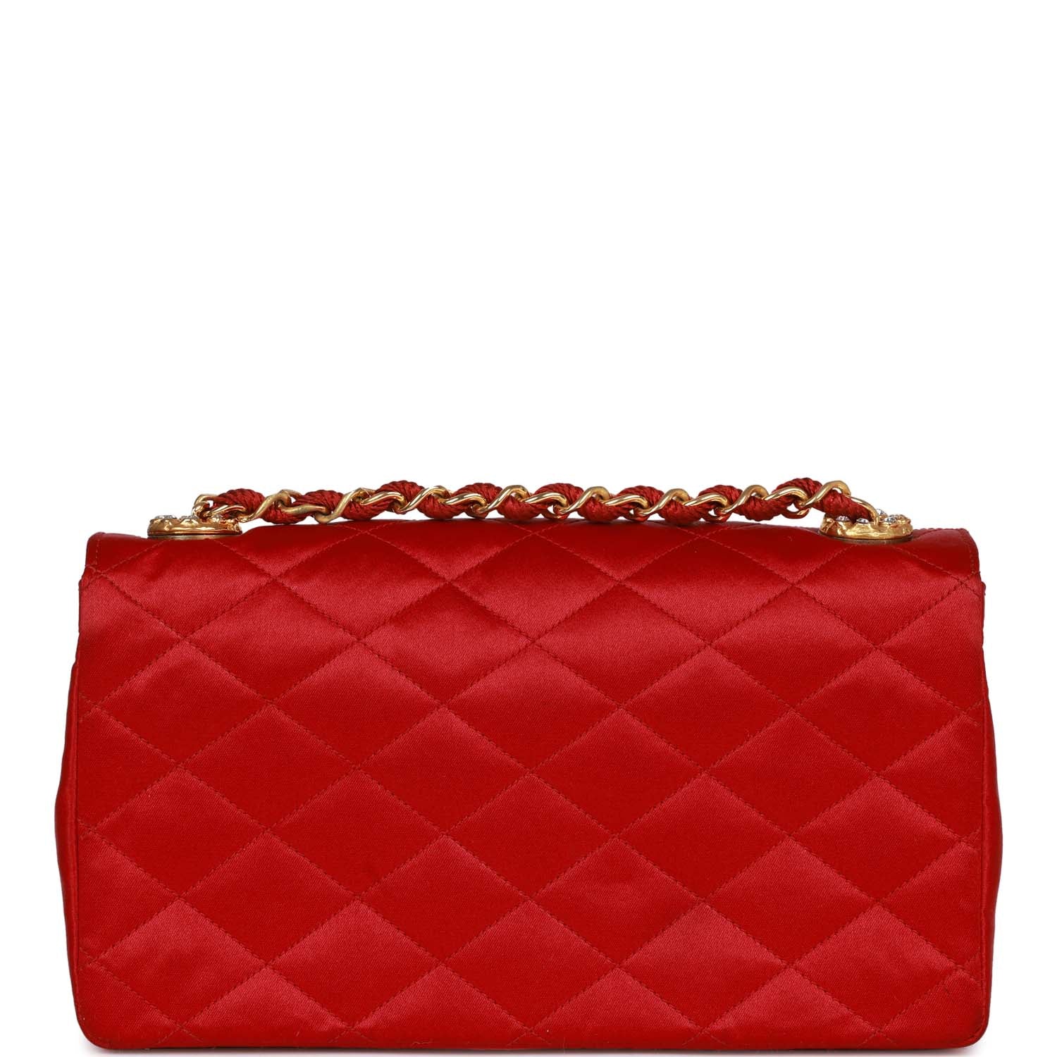 Chanel Small Flap Bag Red Satin Gold Hardware