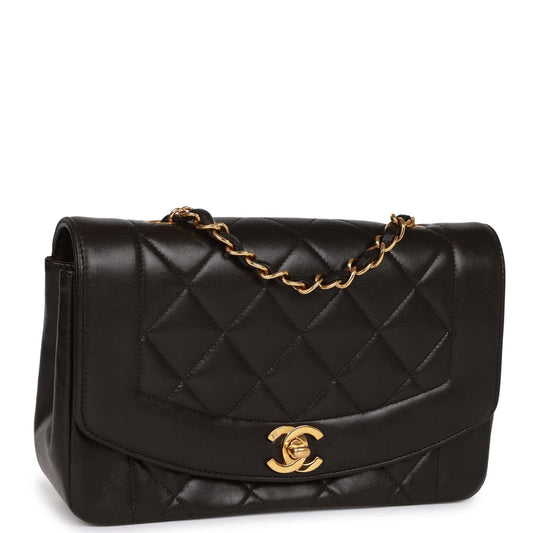 Chanel Small Diana Flap Bag Black Lambskin Gold Hardware