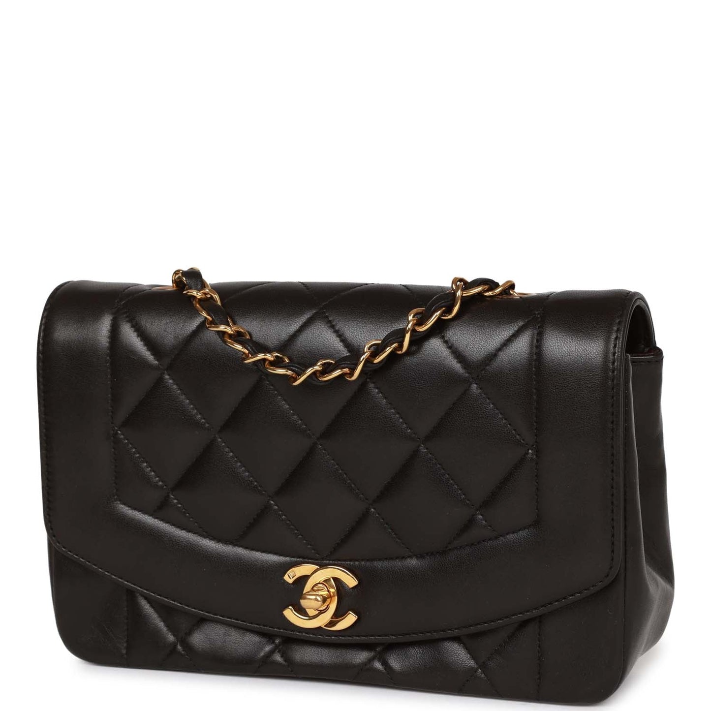 Chanel Small Diana Flap Bag Black Lambskin Gold Hardware