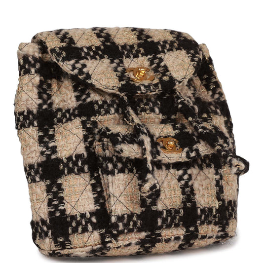 Chanel Duma Backpack Beige and Black Tweed Gold Hardware