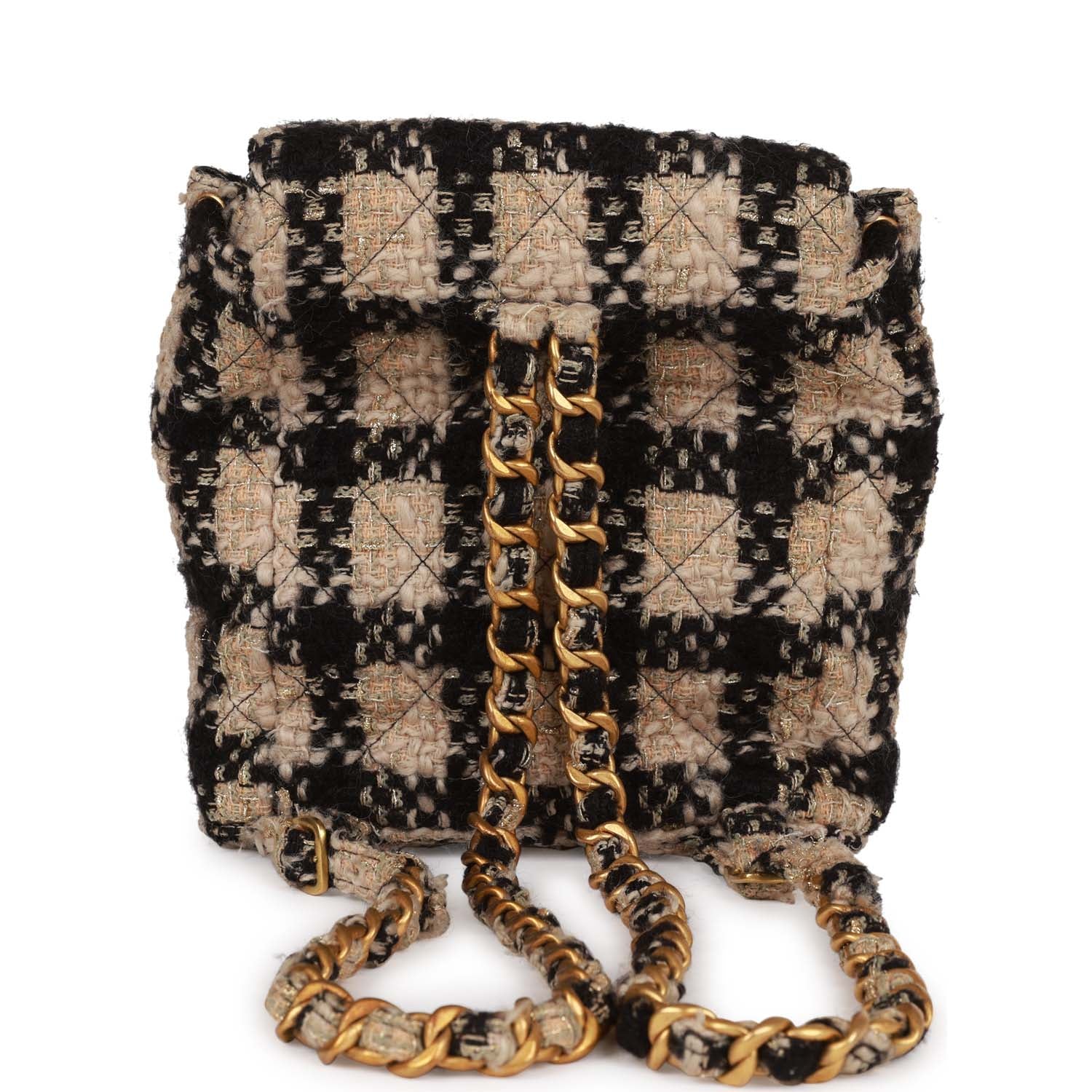 Chanel Duma Backpack Beige and Black Tweed Gold Hardware