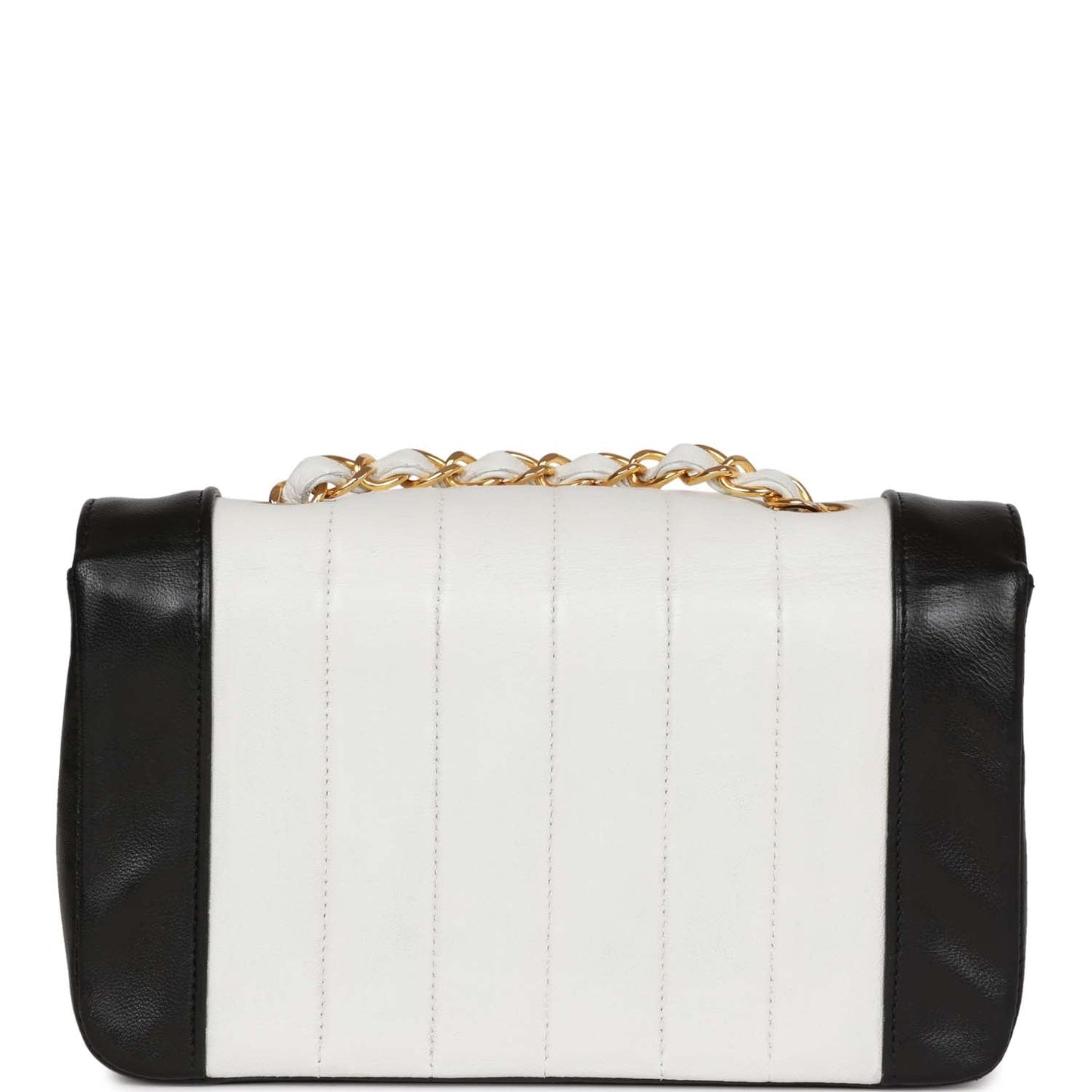 Chanel Mini Mademoiselle Bag Black and White Lambskin Gold Hardware