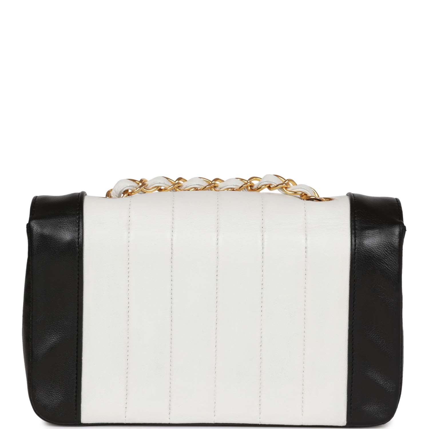 Chanel Mini Mademoiselle Bag Black and White Lambskin Gold Hardware