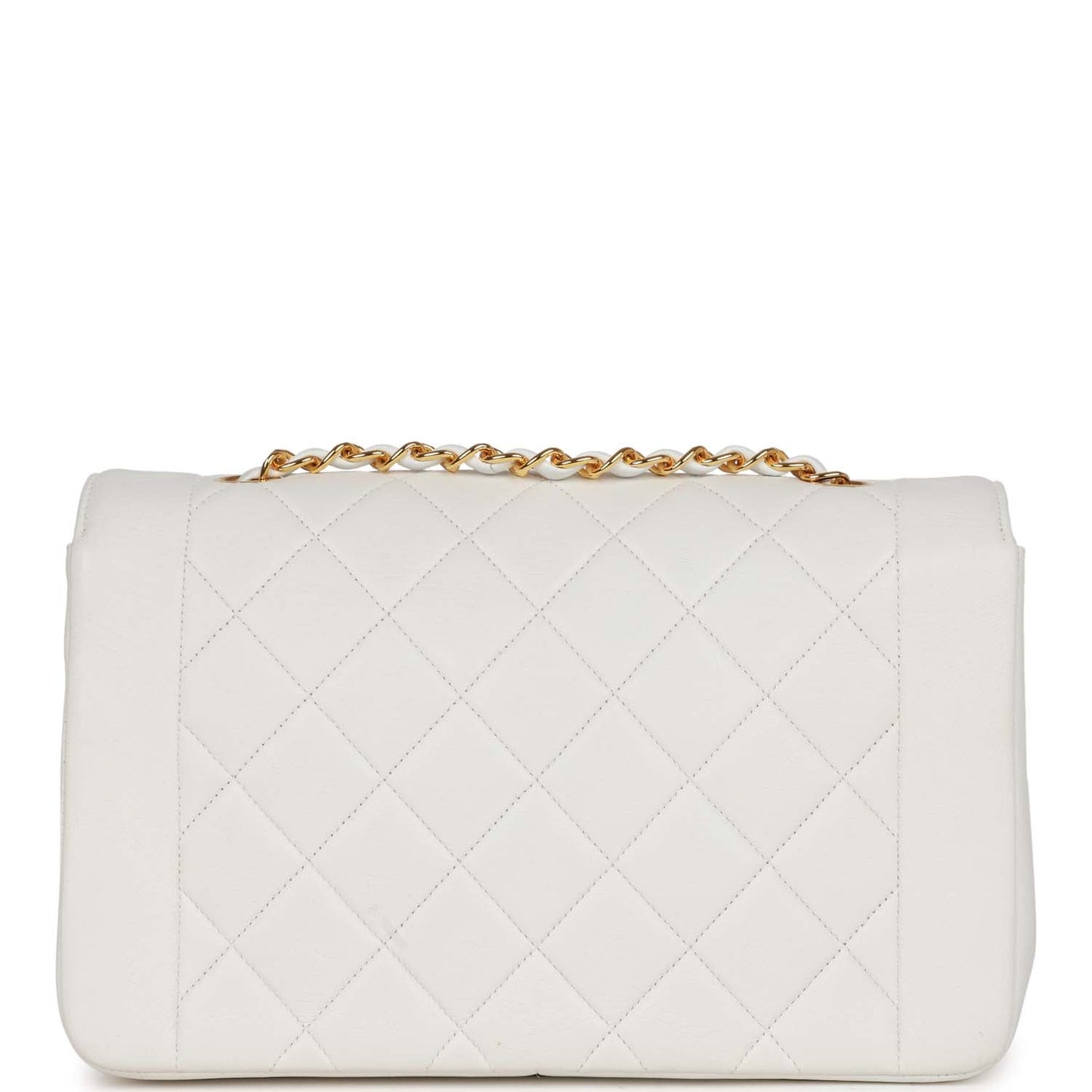 Chanel Medium Diana Flap Bag White Lambskin Gold Hardware