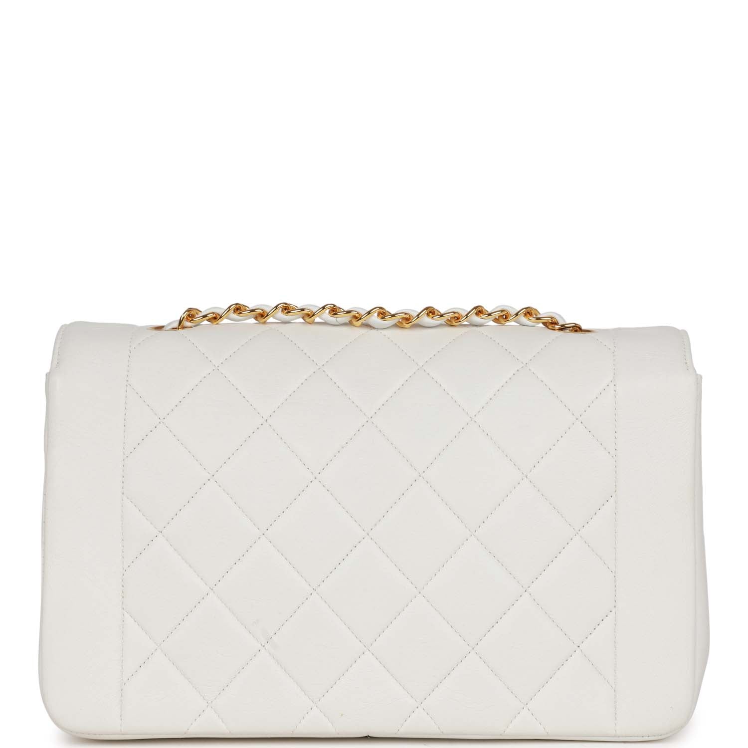 Chanel Medium Diana Flap Bag White Lambskin Gold Hardware