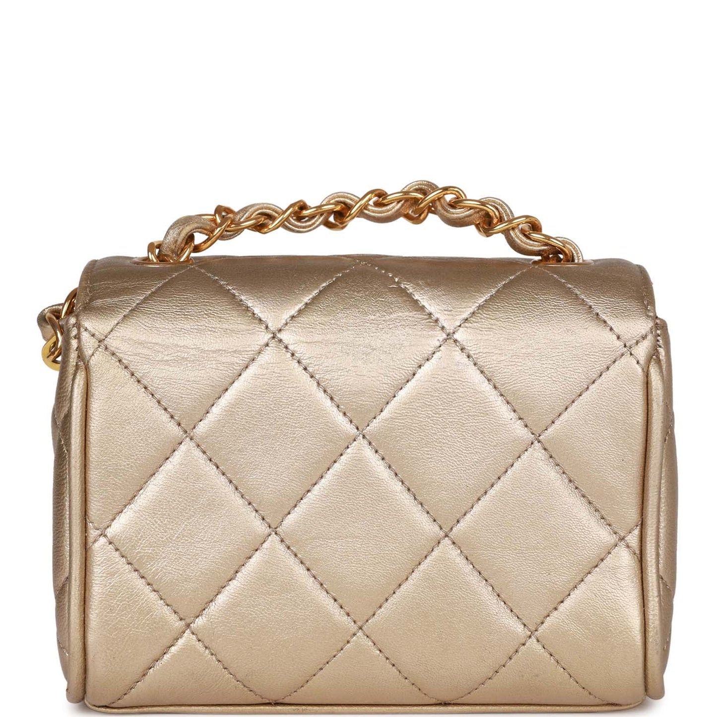 Chanel Nano Flap Bag Gold Metallic Lambskin Gold Hardware