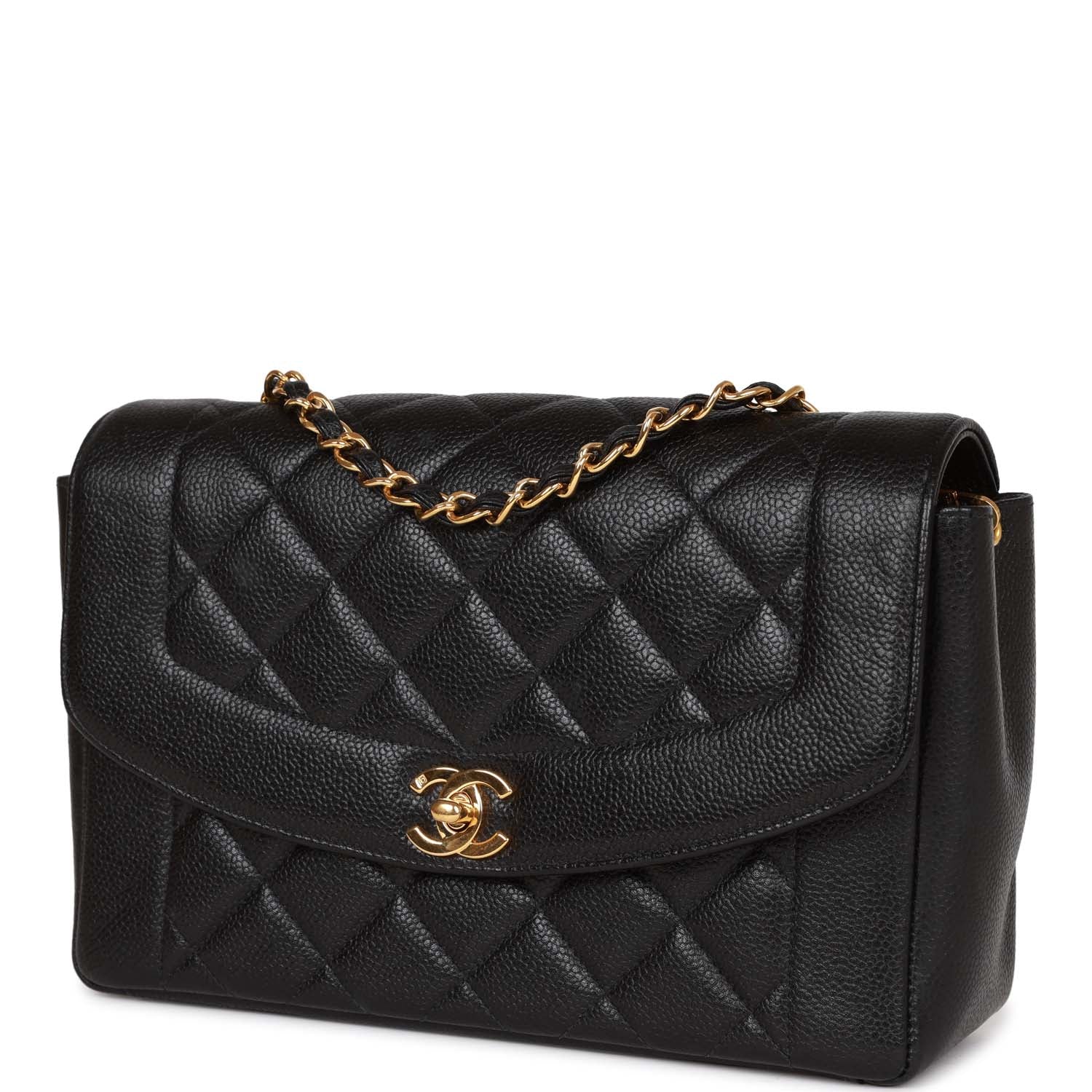 Chanel Medium Diana Flap Bag Black Caviar Gold Hardware
