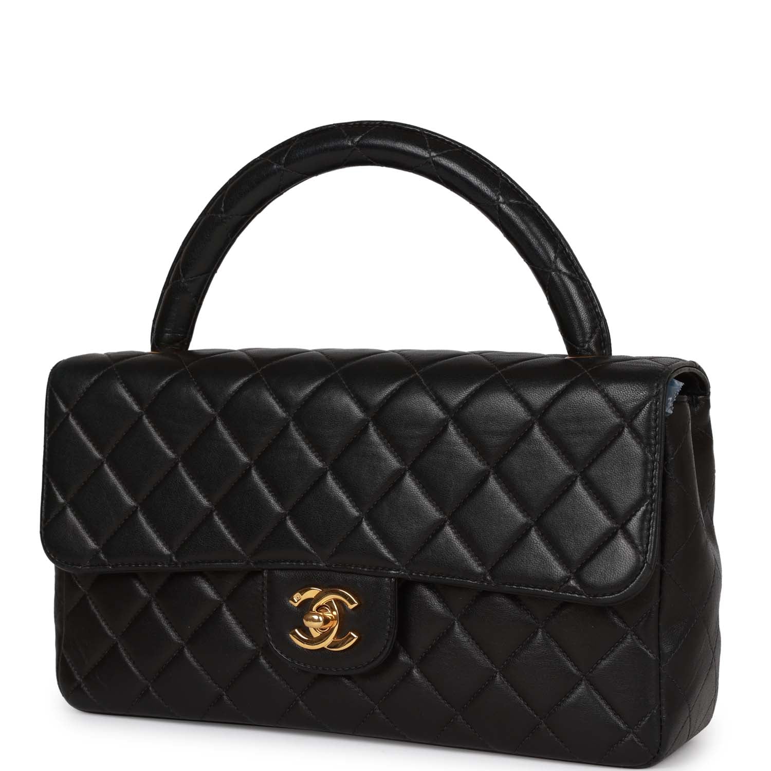 Chanel Kelly Parent Flap Bag Black Lambskin Gold Hardware