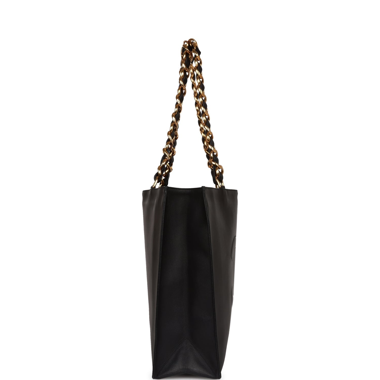 Chanel CC Chain Shopping Tote Bag Black Lambskin Gold Hardware