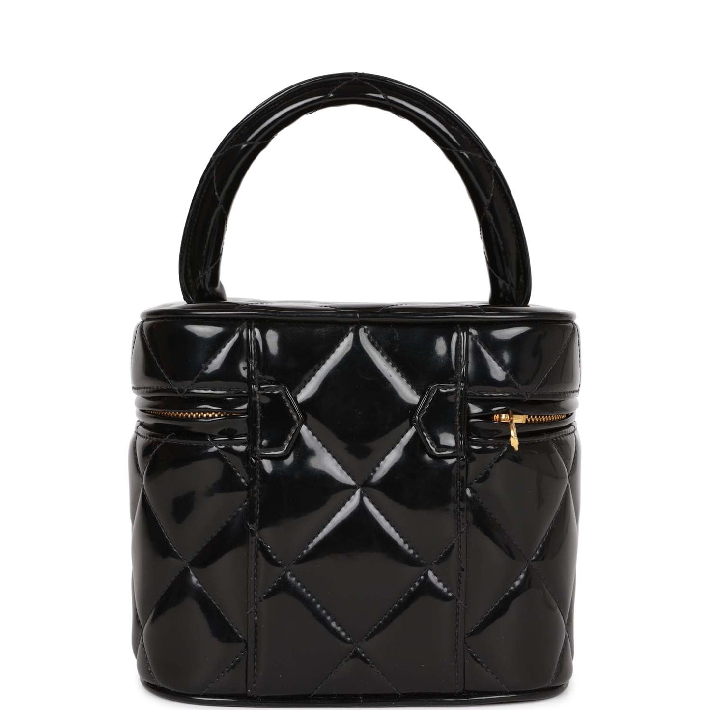 Chanel Vanity Heart Mirror Bag Black Patent Gold Hardware