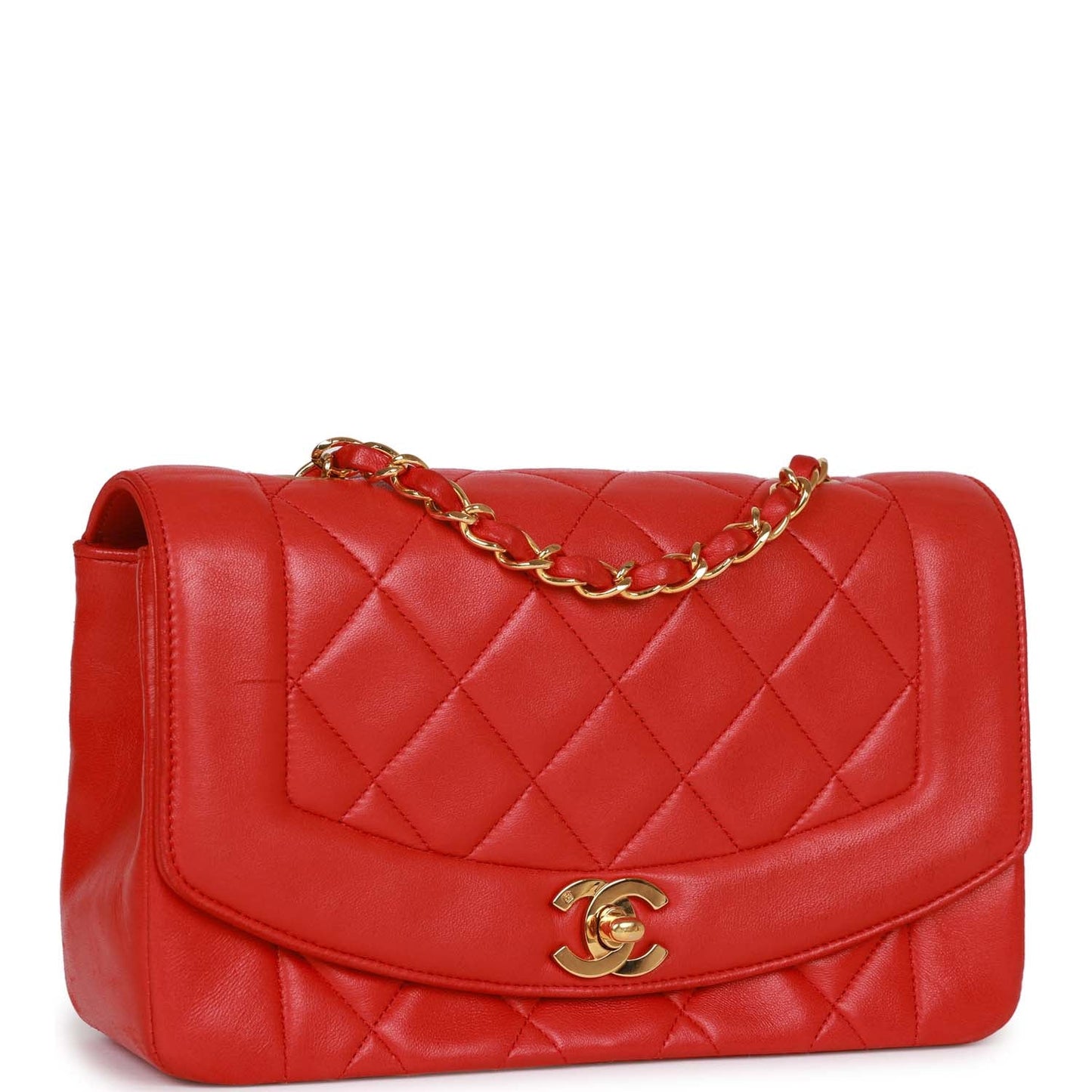 Chanel Small Diana Flap Bag Red Lambskin Gold Hardware