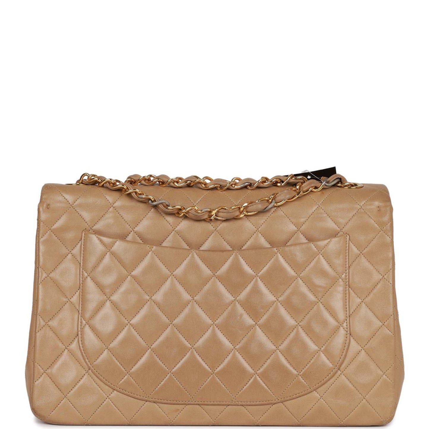 Chanel XL Maxi Flap Bag Beige Lambskin Gold Hardware