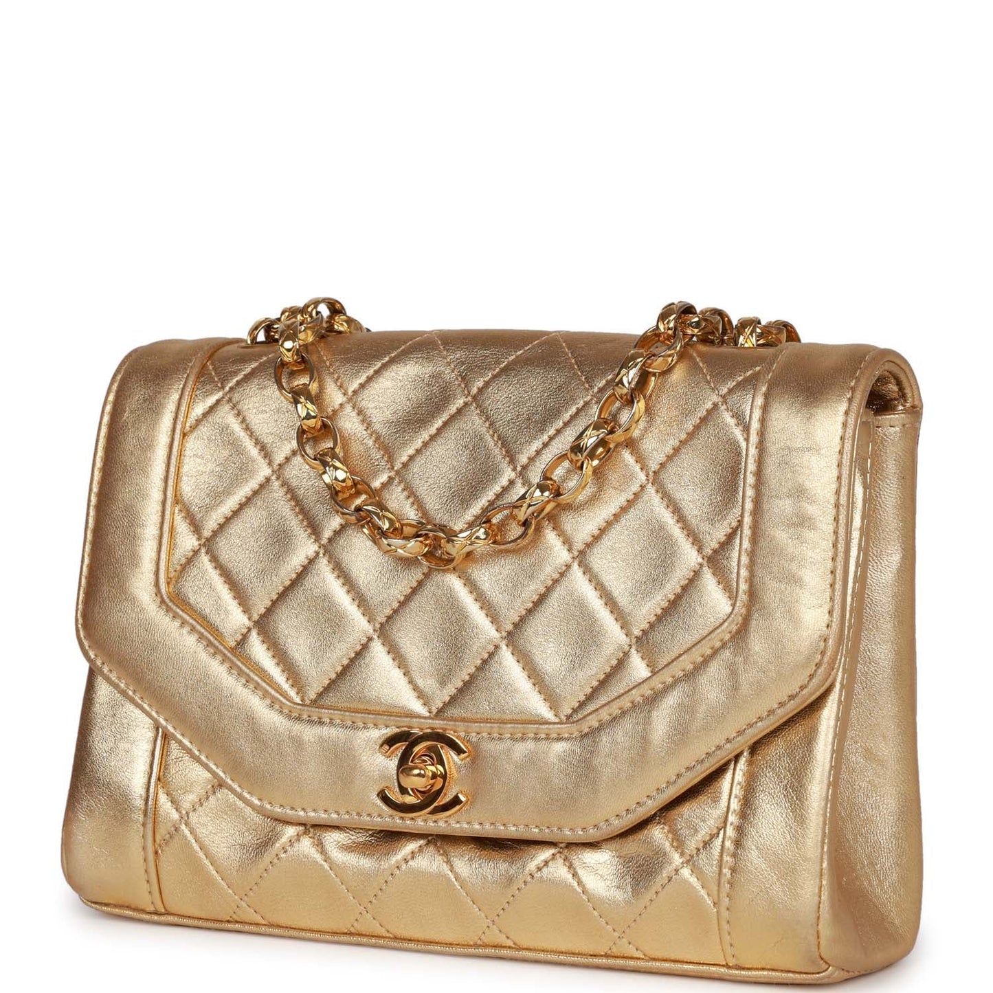 Chanel Flap Bag Gold Metallic Lambskin Gold Hardware