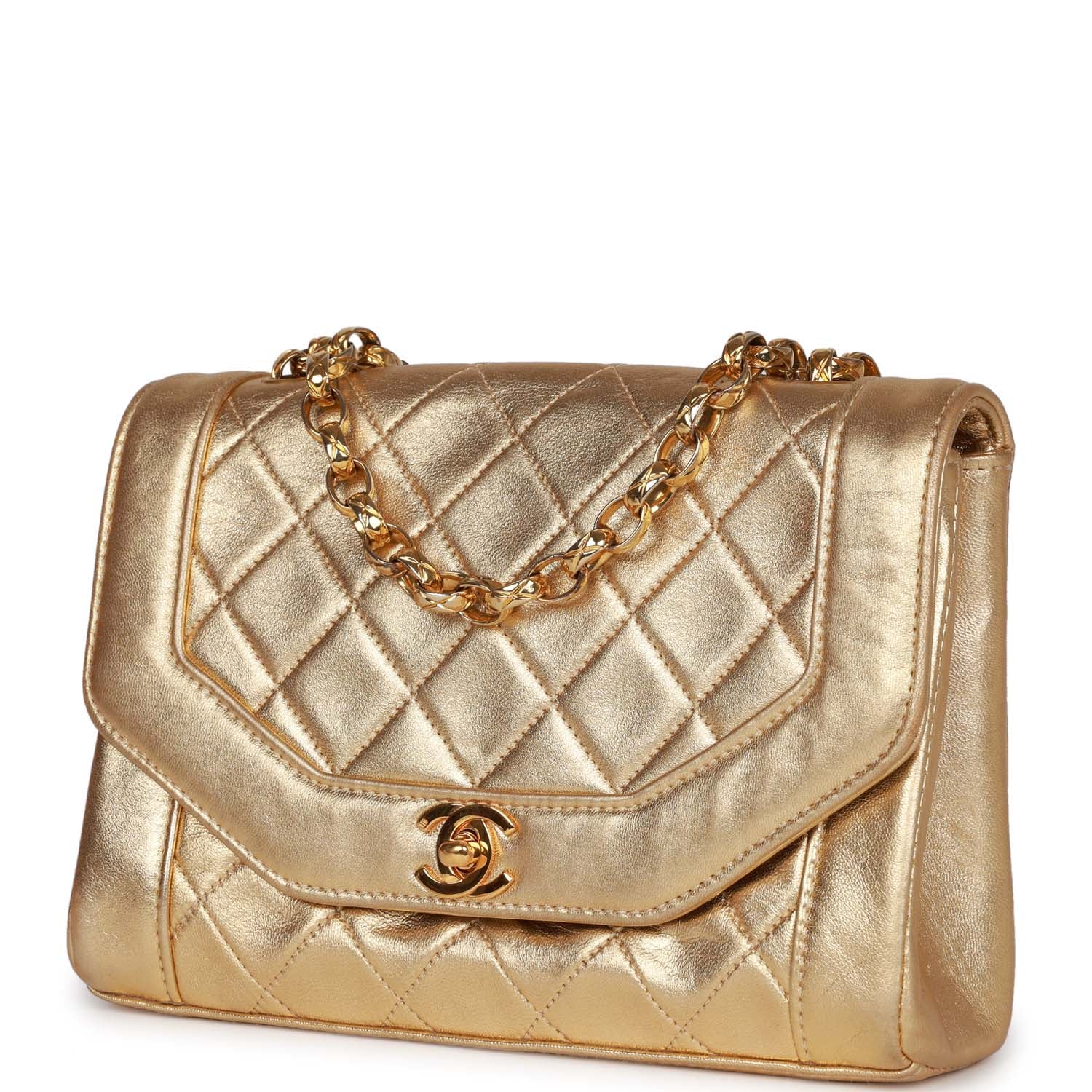 Chanel Flap Bag Gold Metallic Lambskin Gold Hardware