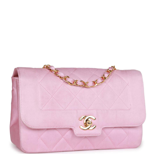 Chanel Small Flap Bag Pink Satin Gold Hardware