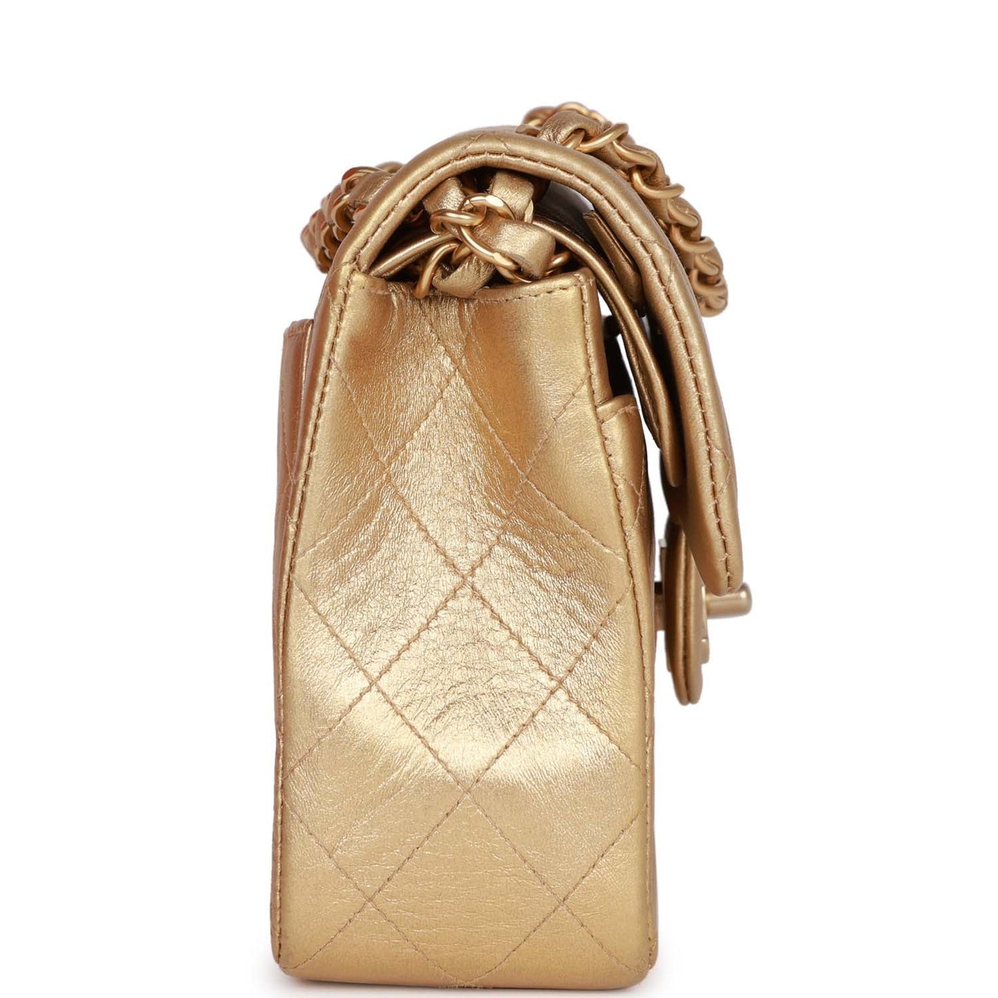 Chanel Small Classic Double Flap Bag Gold Metallic Lambskin Gold Hardware