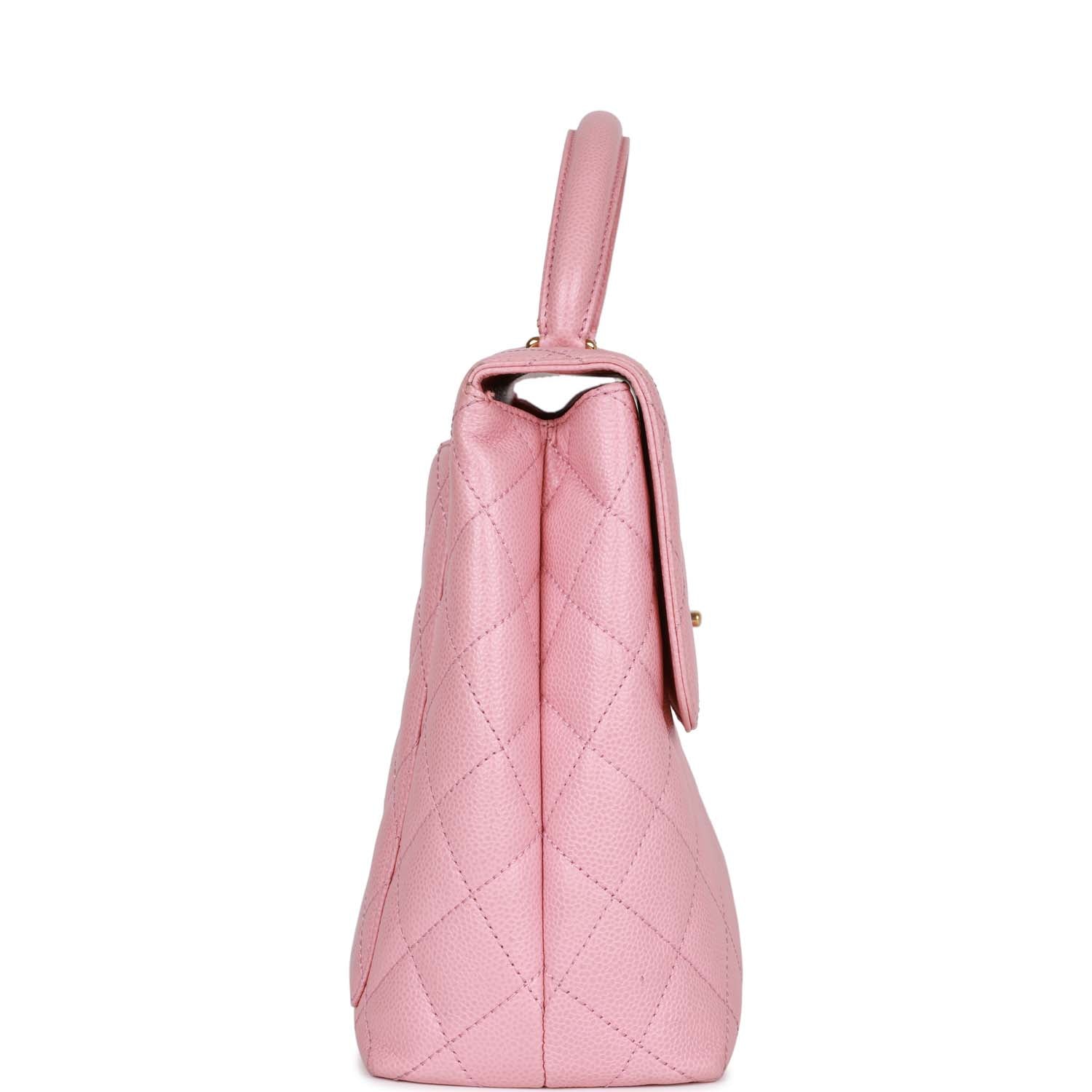 Chanel Kelly Handle Flap Bag Pink Caviar Gold Hardware