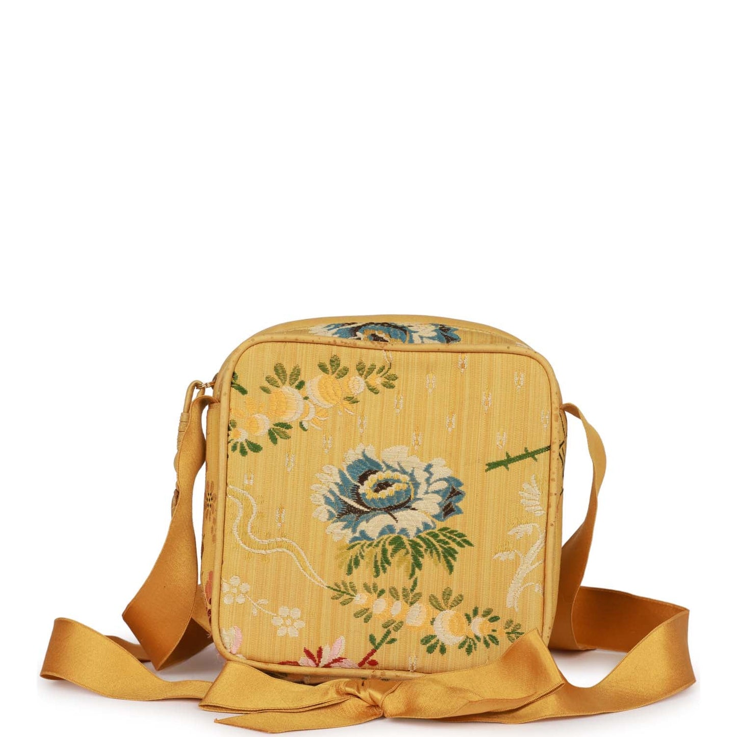 Chanel Brocade Camera Bag Yellow Silk Gold Hardware