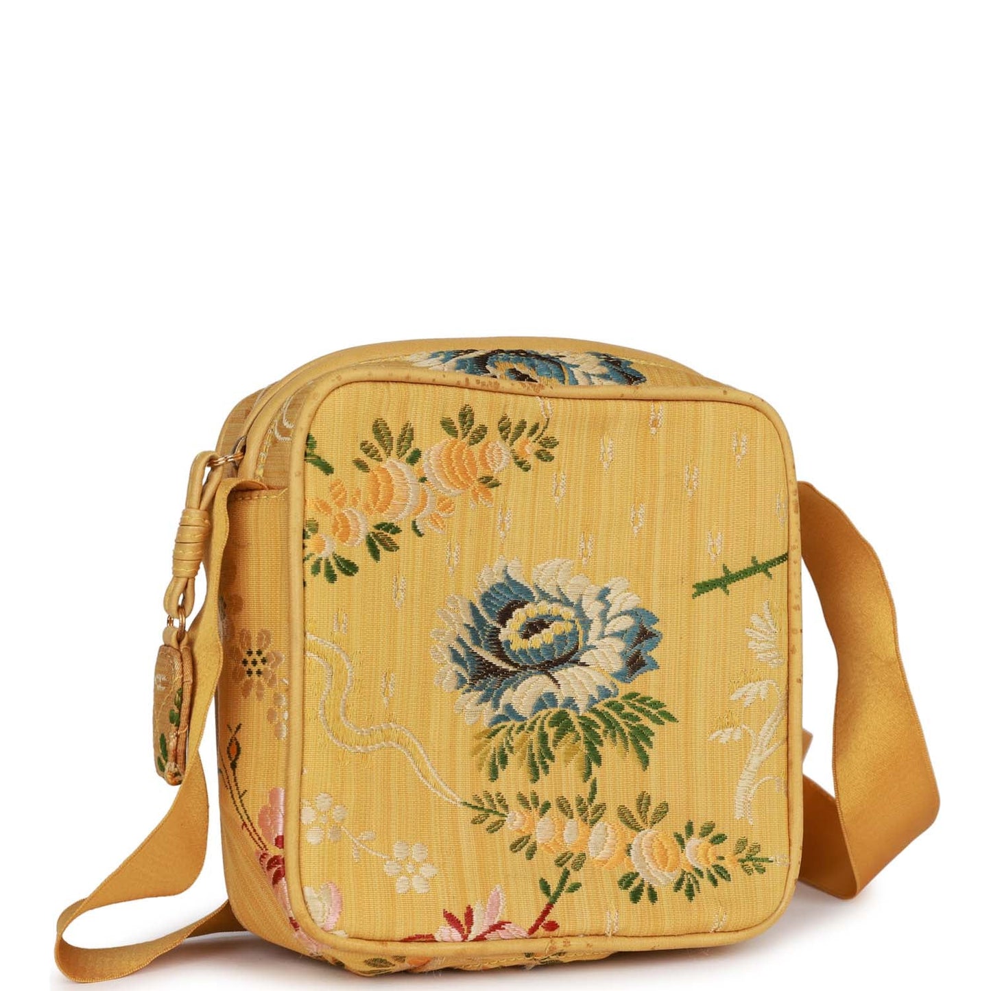 Chanel Brocade Camera Bag Yellow Silk Gold Hardware