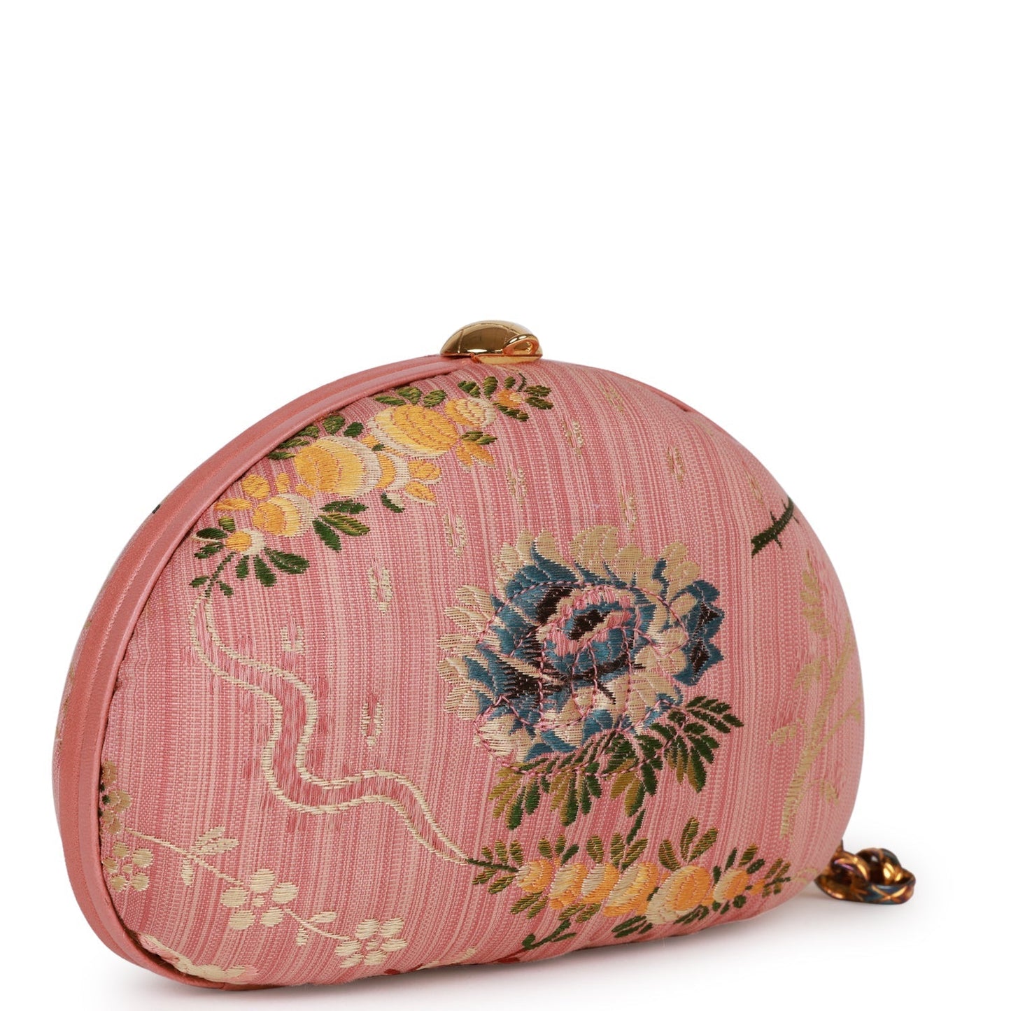 Chanel Timeless Clutch Rose Pink Brocade Silk Gold Hardware