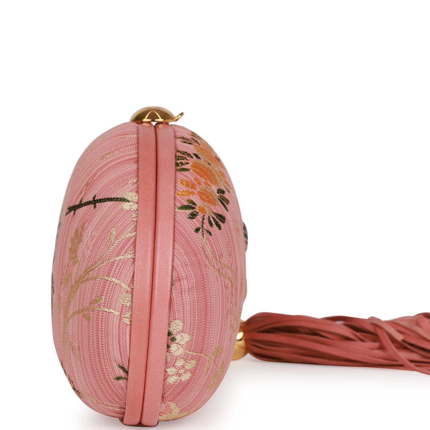 Chanel Timeless Clutch Rose Pink Brocade Silk Gold Hardware