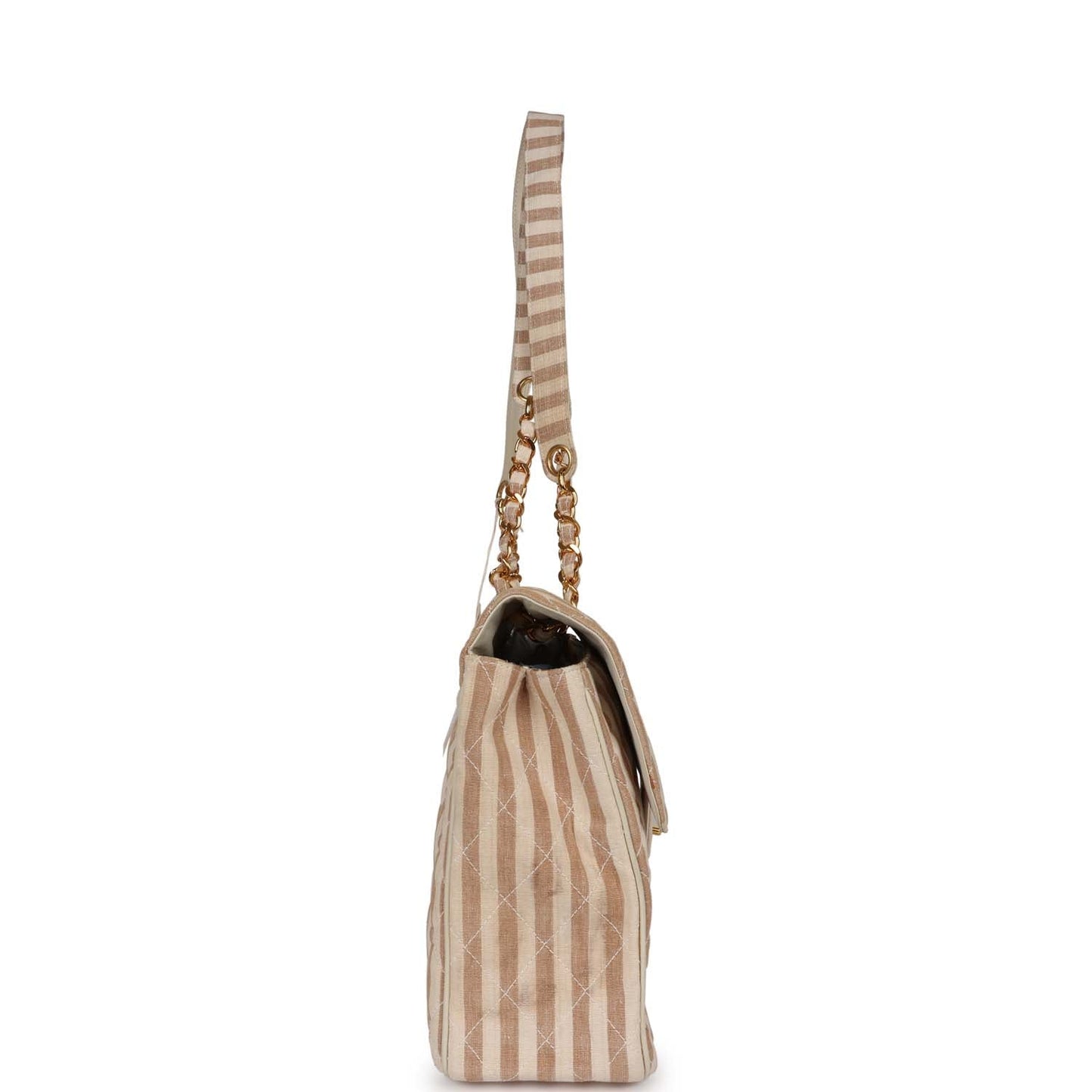 Chanel XXL Travel Flap Bag Striped Linen Gold Hardware