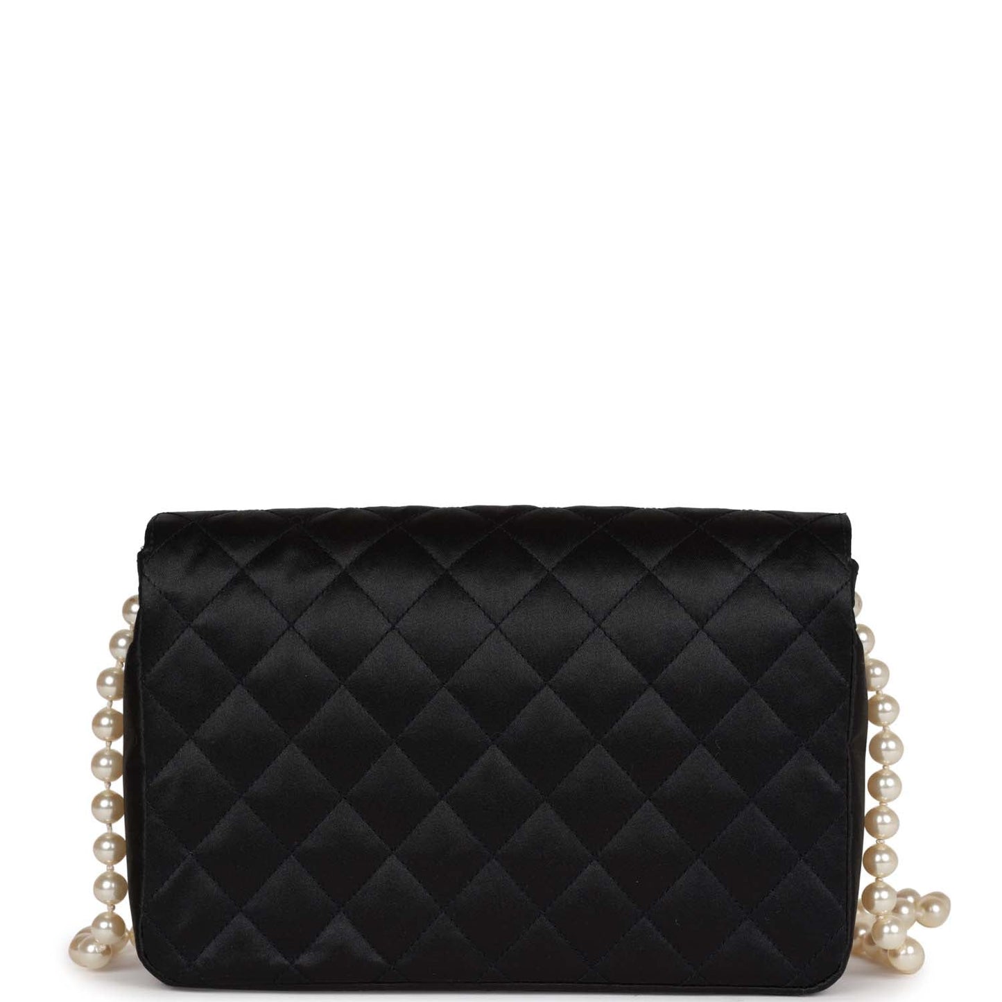 Chanel Gripoix Pearl Chain Bag Black Satin Gold Hardware