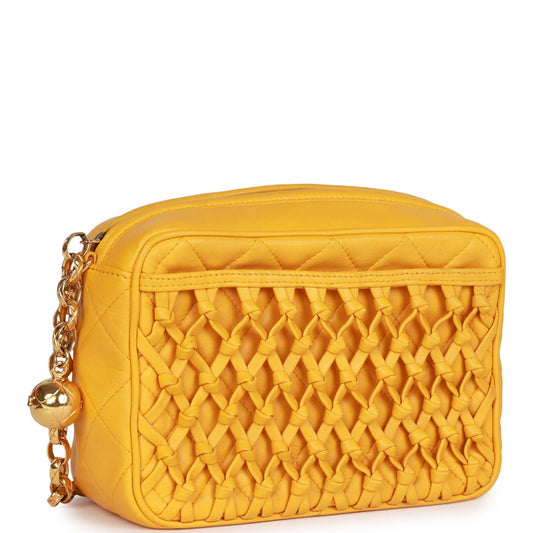 Chanel Knotted Camera Bag Yellow Lambskin Gold Hardware
