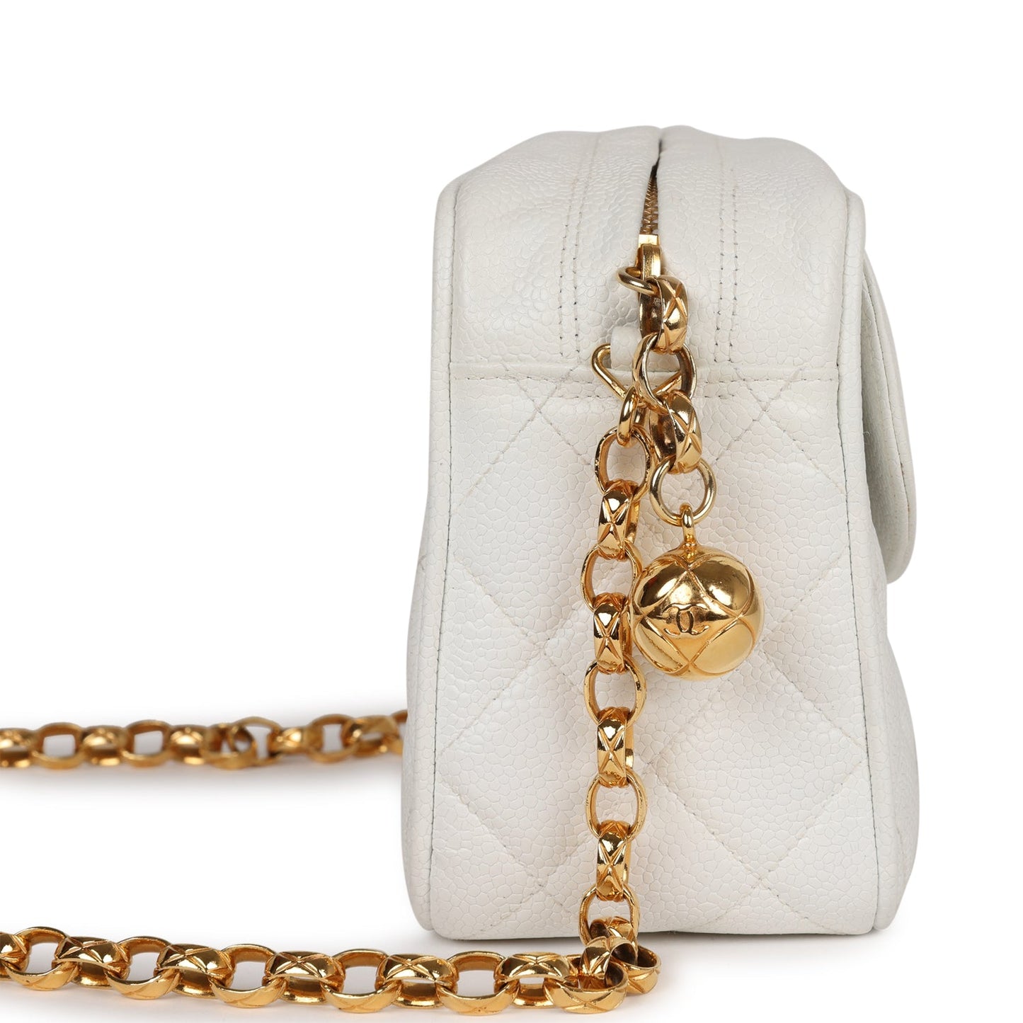 Chanel Camera Bag White Caviar Gold Hardware