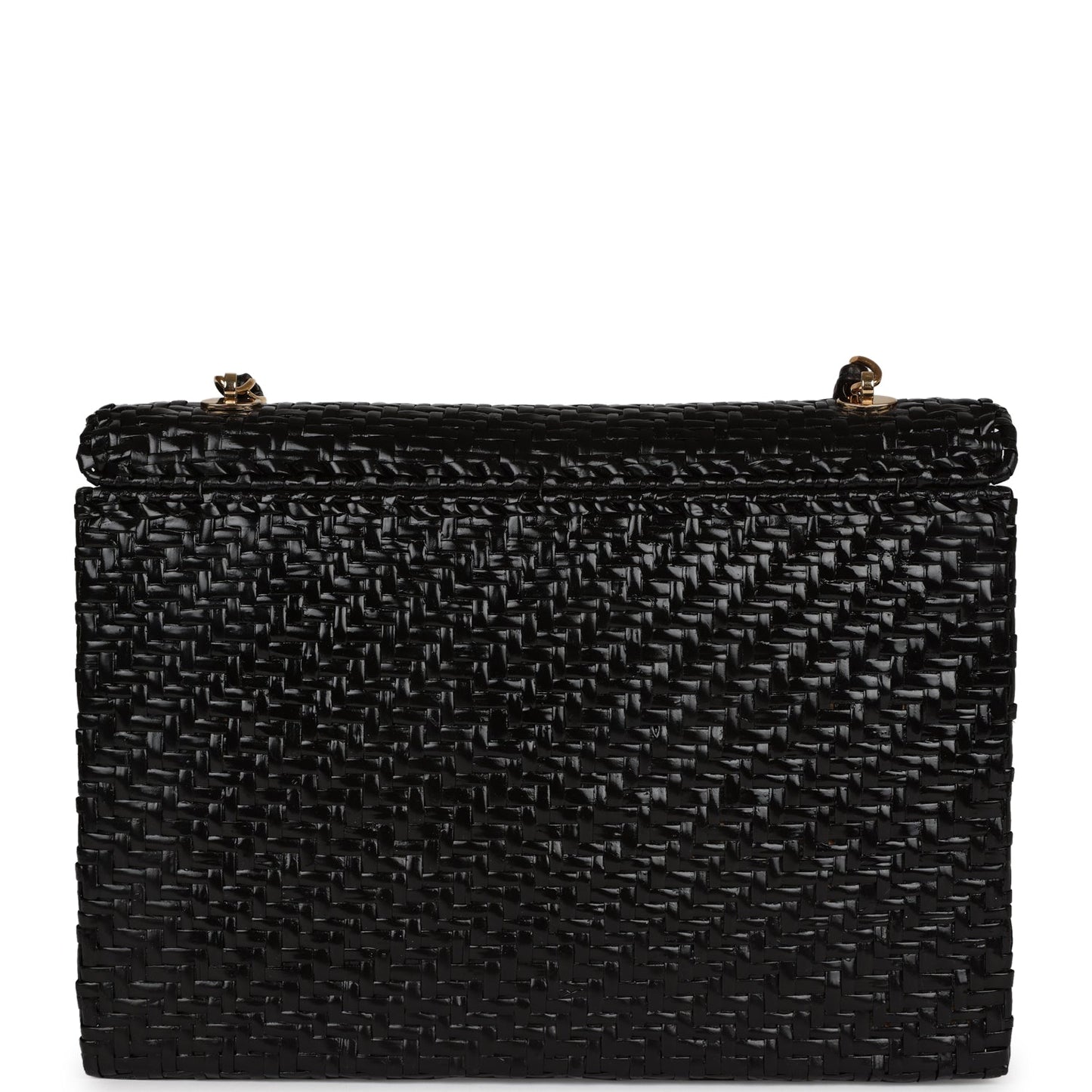 Chanel Flap Bag Black Wicker Gold Hardware