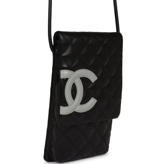 Chanel Cambon Messenger Crossbody Black and Grey Calfskin Silver Hardware