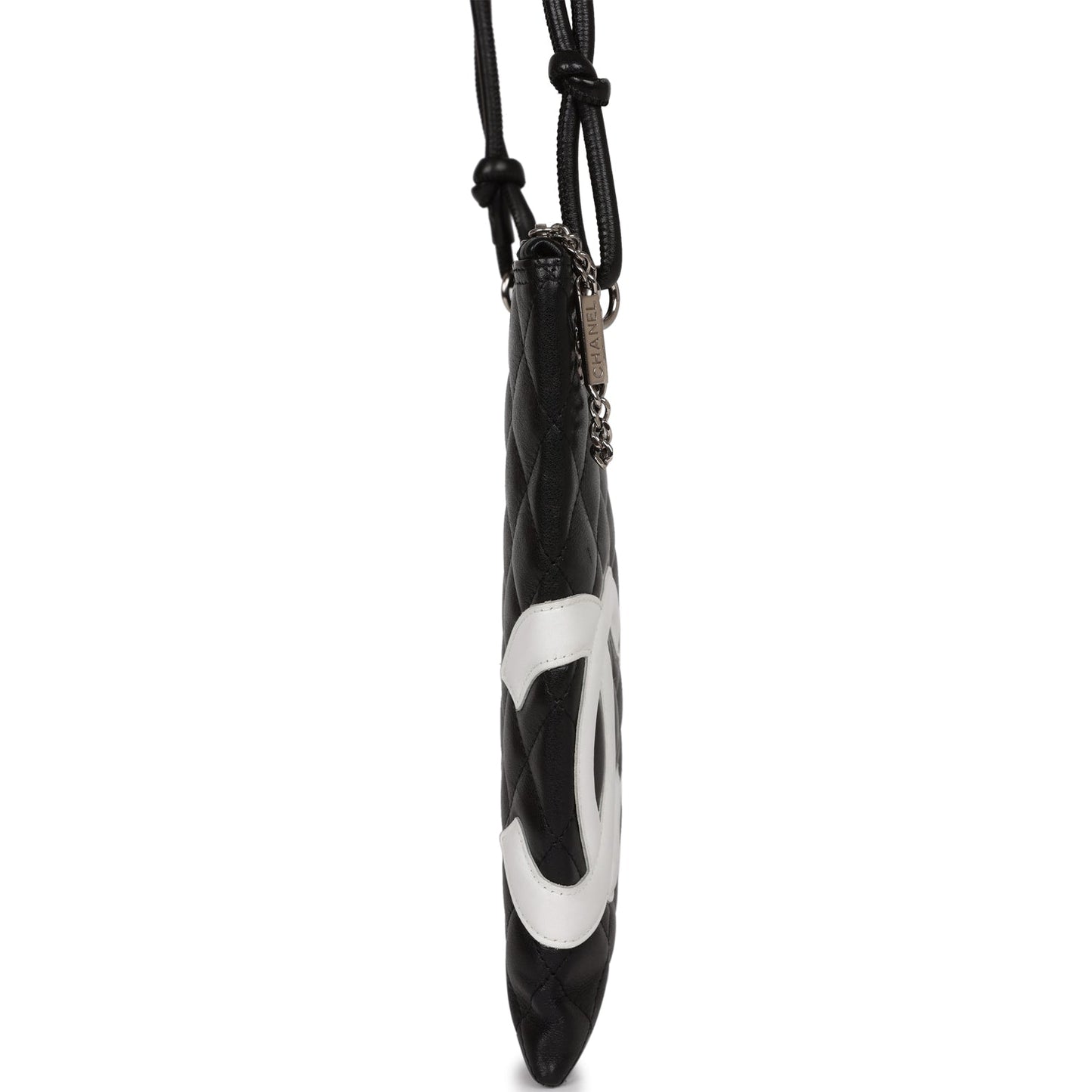 Chanel Cambon Flat Messenger Black and White Lambskin Silver Hardware Handbag