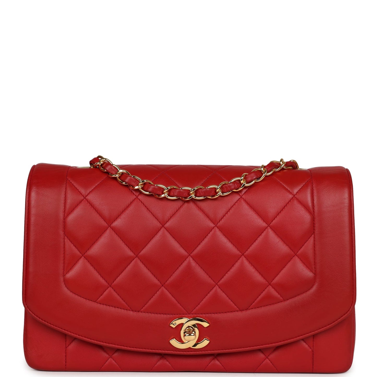 Chanel Small Diana Flap Bag Red Lambskin Gold Hardware