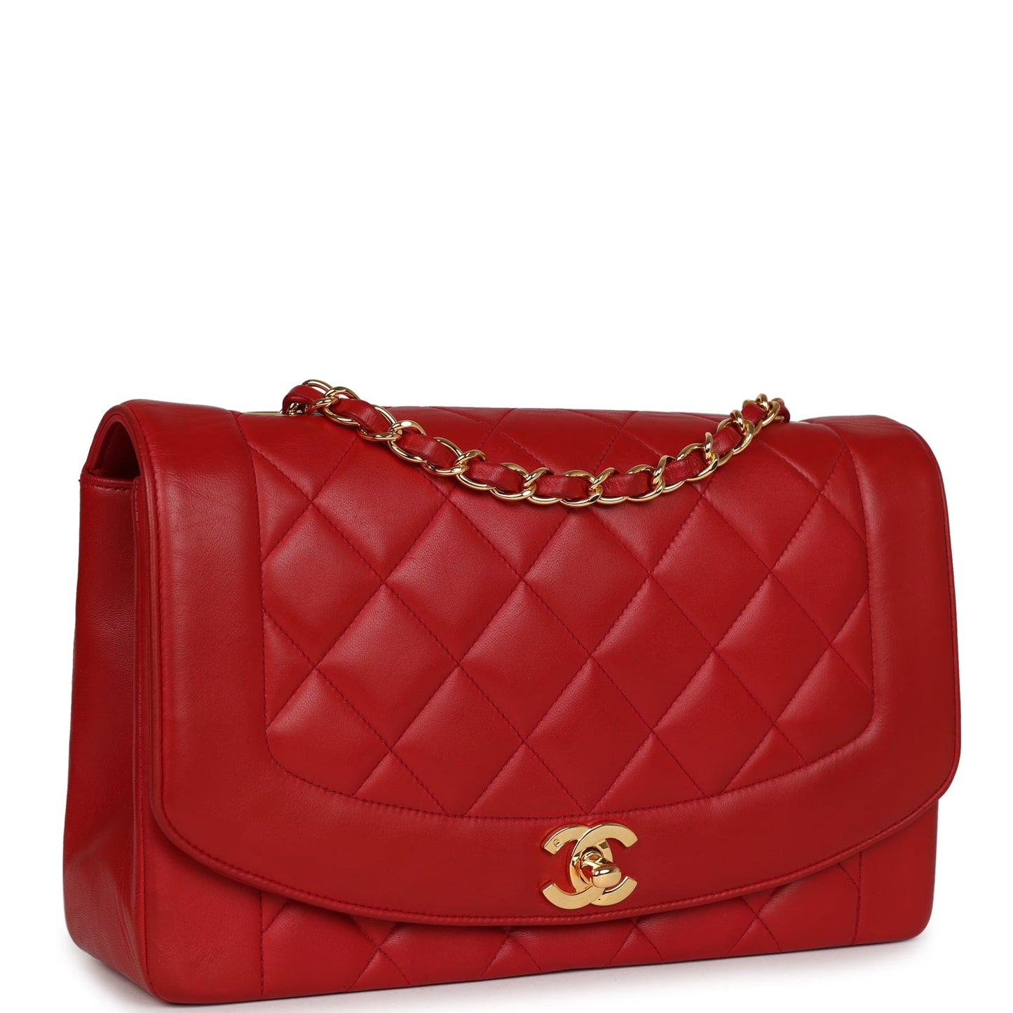 Chanel Small Diana Flap Bag Red Lambskin Gold Hardware