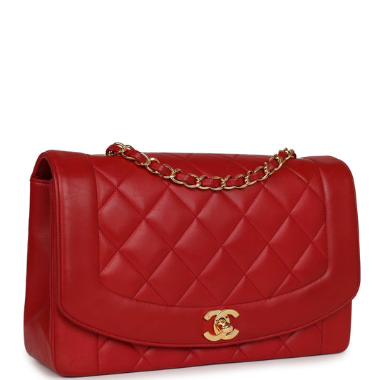 Chanel Small Diana Flap Bag Red Lambskin Gold Hardware