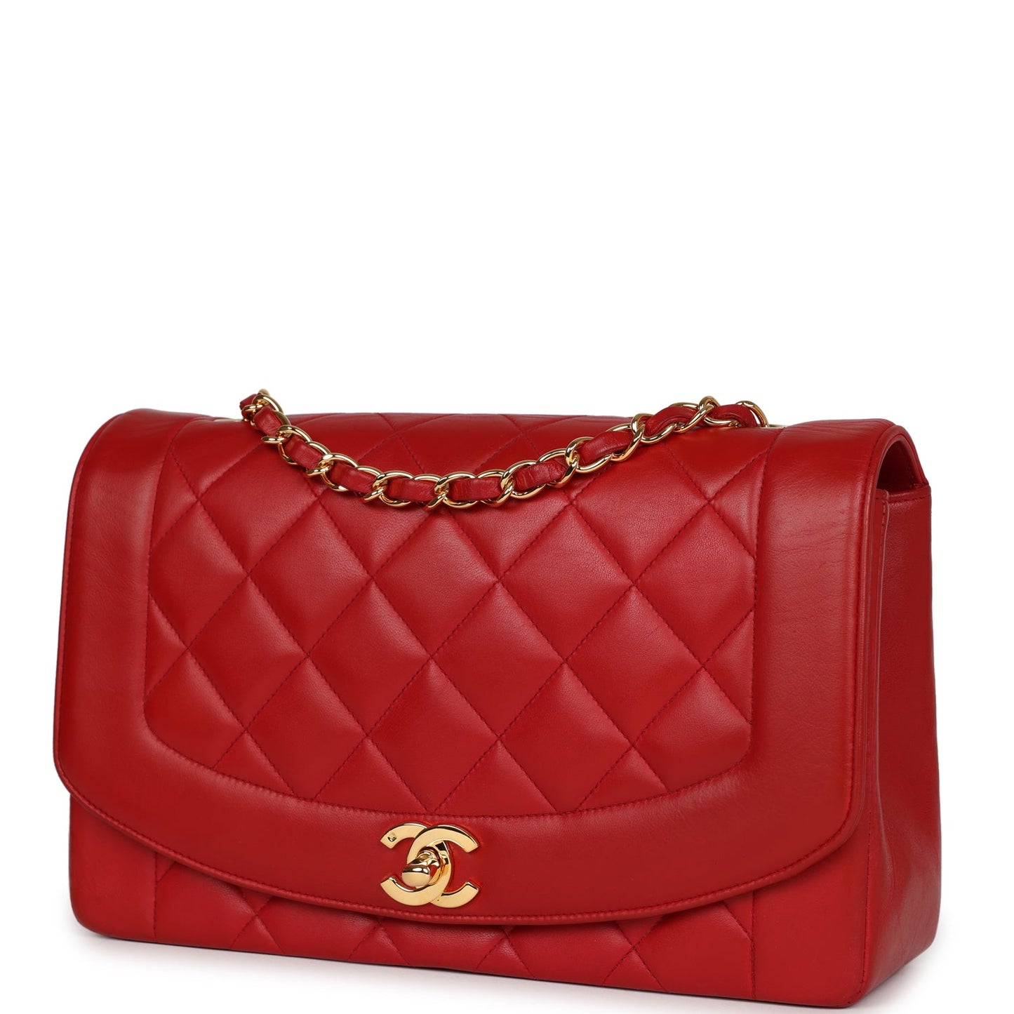 Chanel Small Diana Flap Bag Red Lambskin Gold Hardware