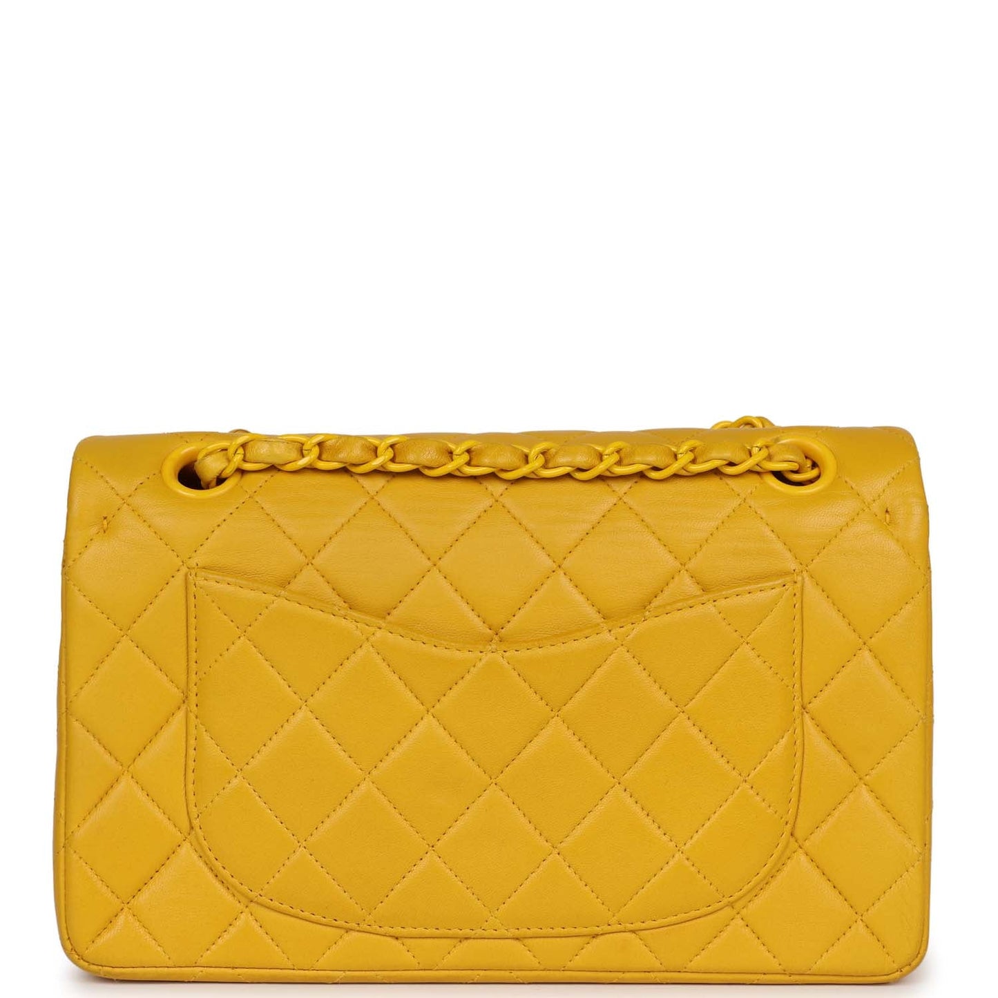 Chanel Small Classic Double Flap Bag Yellow Lambskin Yellow Hardware