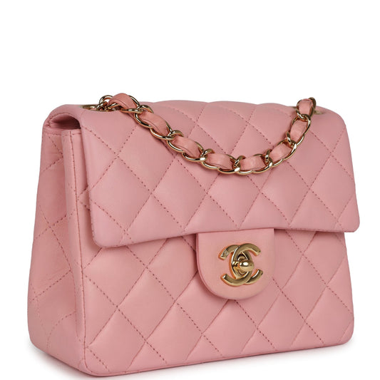 Chanel Mini Square Flap Light Pink Lambskin Gold Hardware