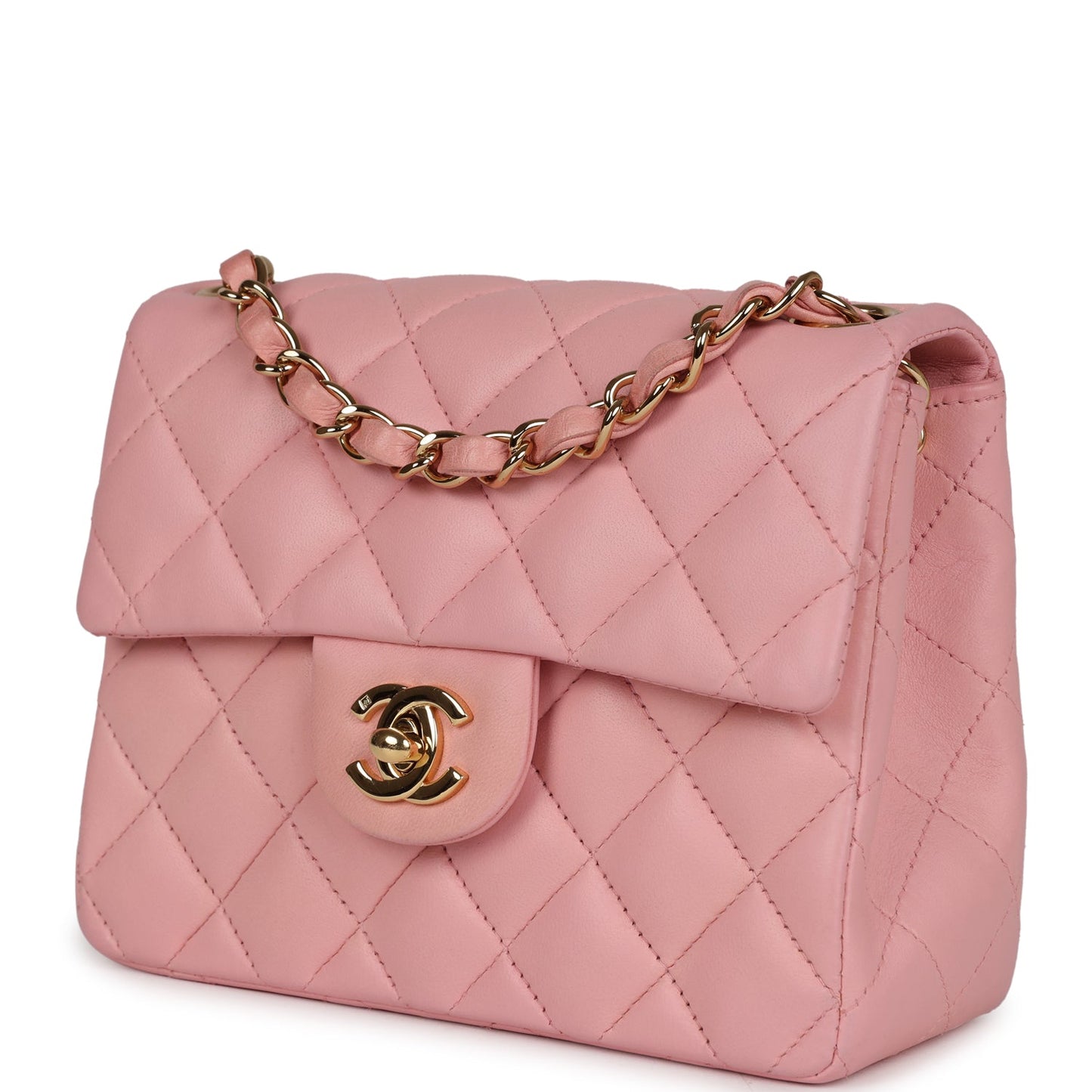 Chanel Mini Square Flap Light Pink Lambskin Gold Hardware