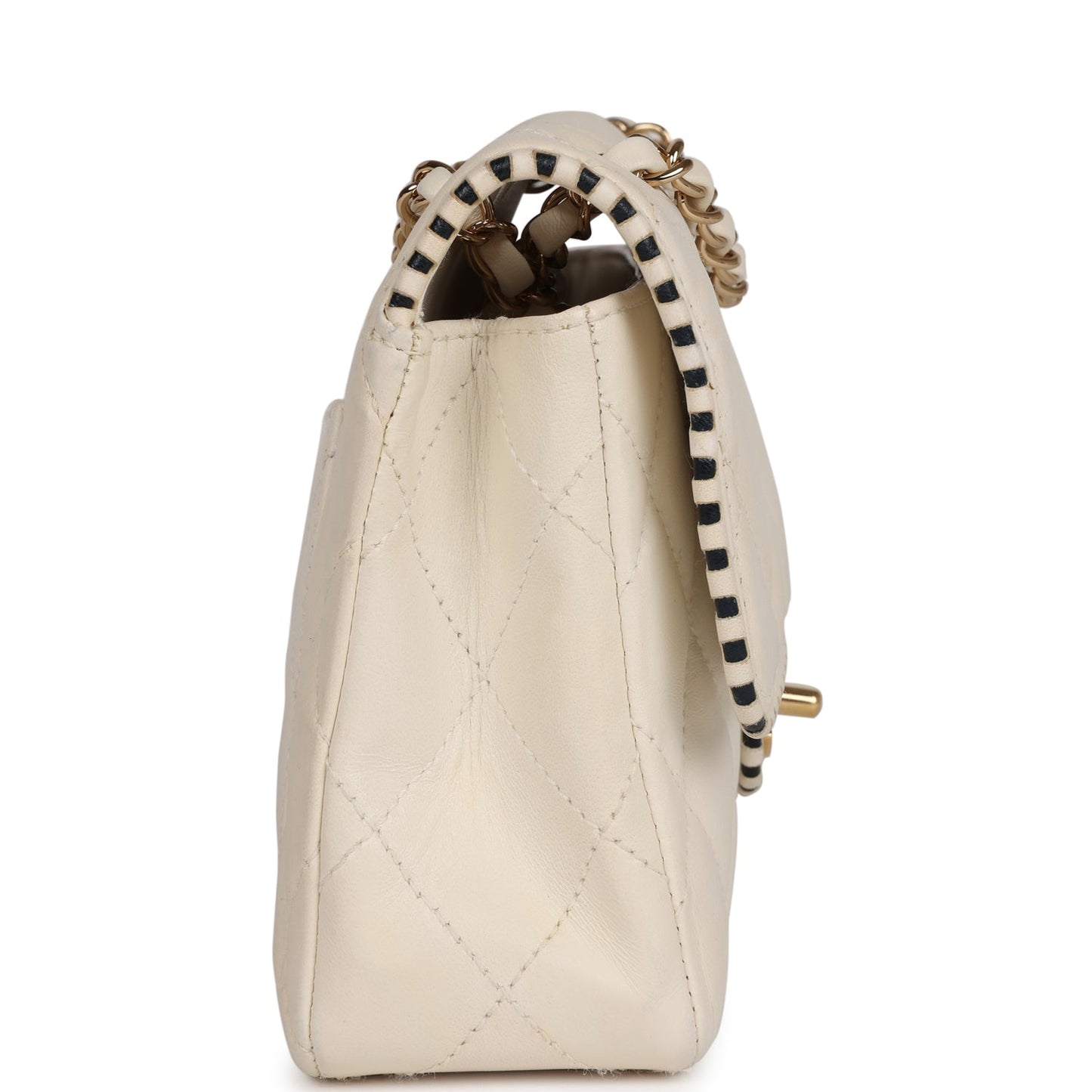 Chanel Medium Single Flap Bag White Lambskin Gold Hardware
