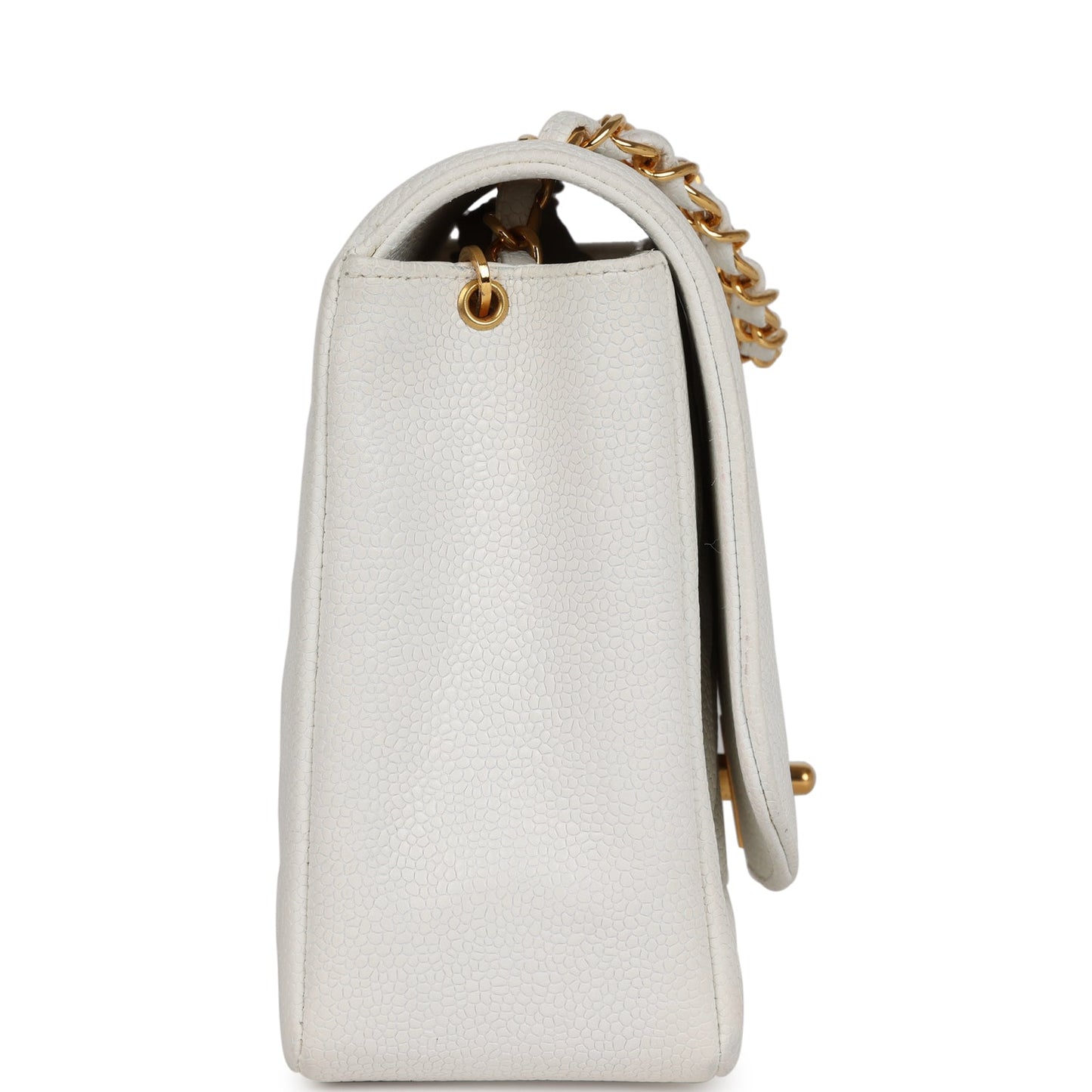 Chanel Medium Diana Flap Bag White Caviar Gold Hardware