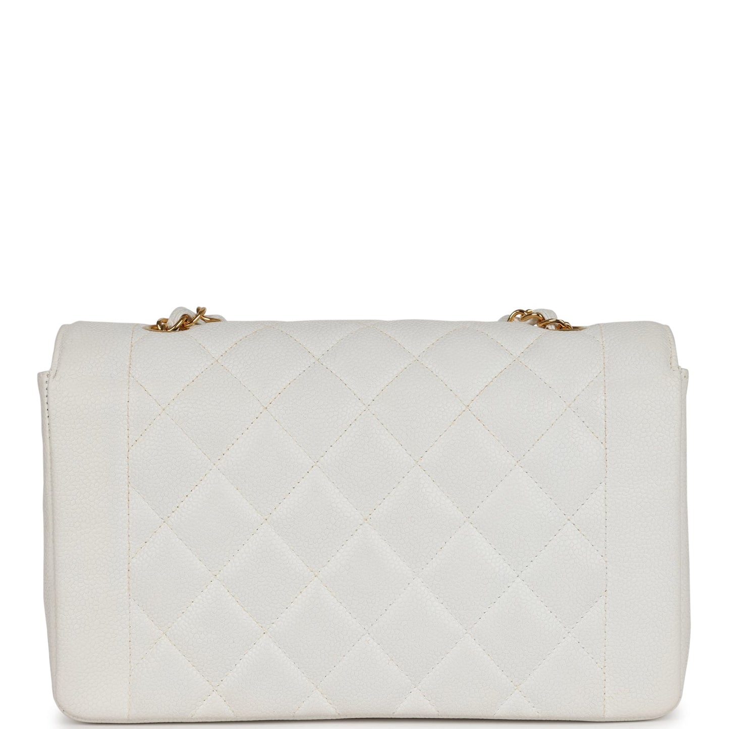 Chanel Medium Diana Flap Bag White Caviar Gold Hardware