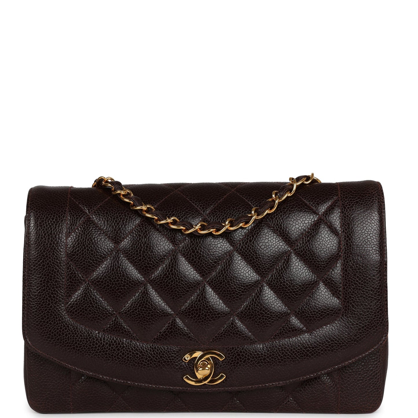 Chanel Medium Diana Flap Bag Brown Caviar Gold Hardware