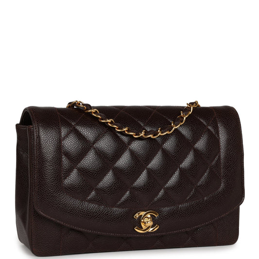 Chanel Medium Diana Flap Bag Brown Caviar Gold Hardware