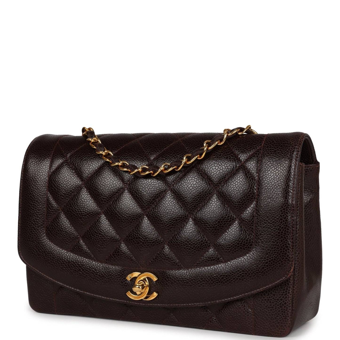 Chanel Medium Diana Flap Bag Brown Caviar Gold Hardware