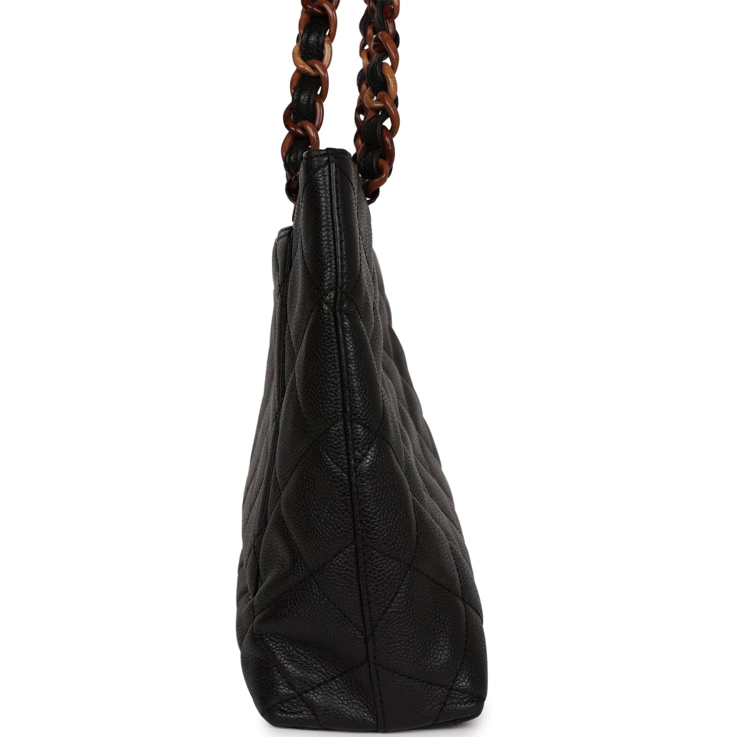 Chanel Quilted CC Tote Black Caviar Tortoiseshell Bakelite Hardware